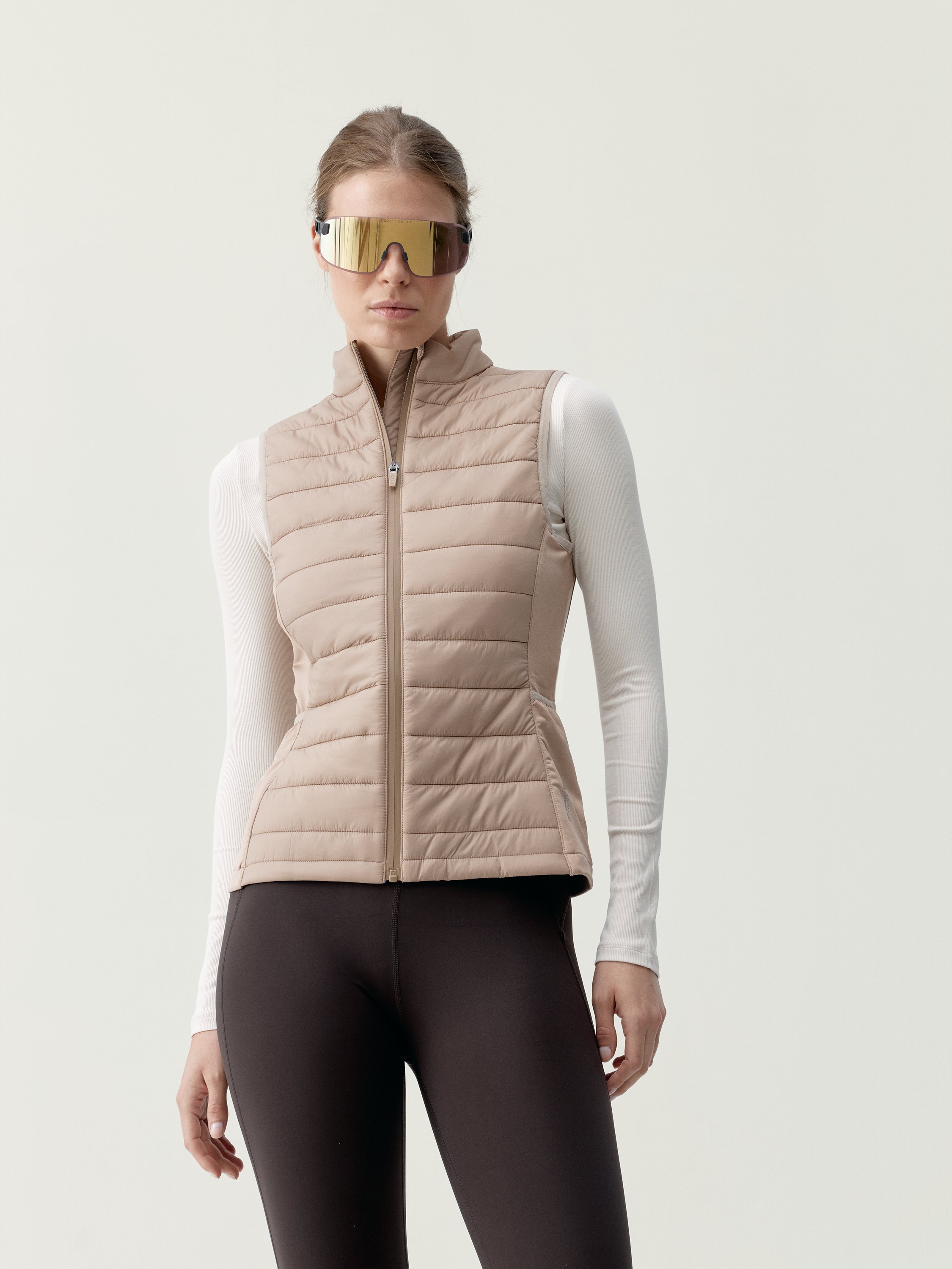 Women's sporty sleeveless puffer vest with soft touch and pockets BORN