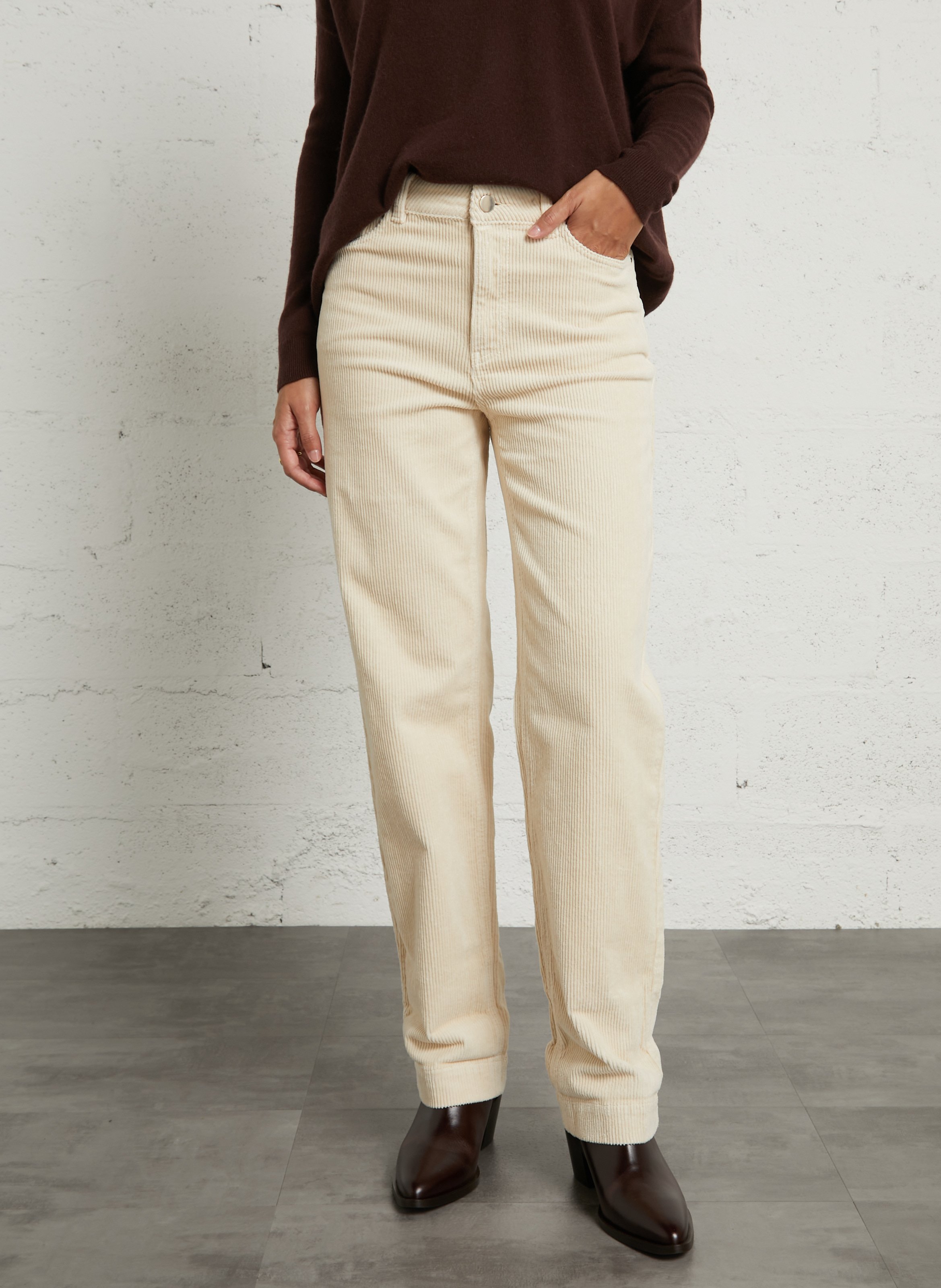Straight corduroy pants in blended cotton MAISON 123 White
