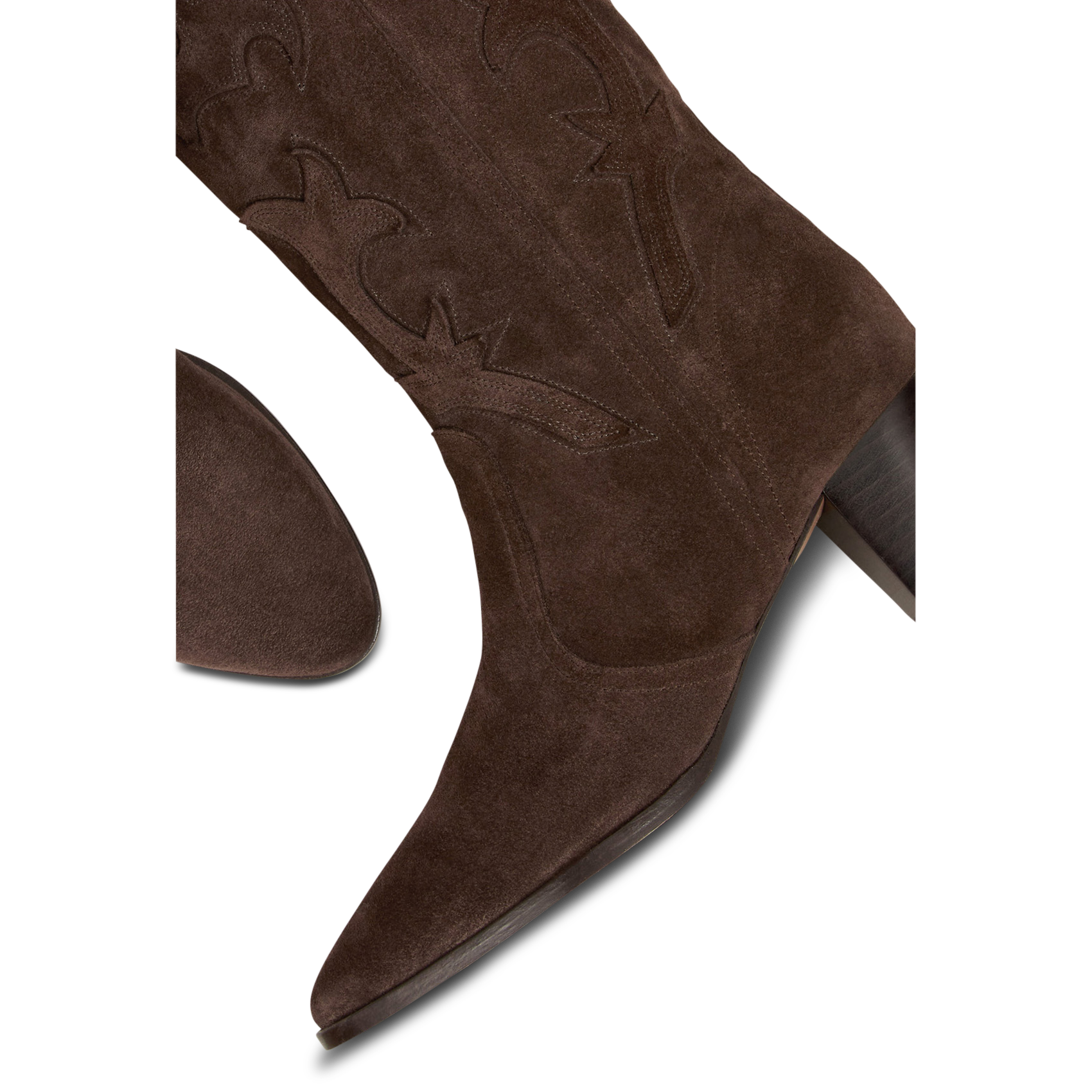 Lederstiefel mit Arabeskenstickerei BA&SH Braun