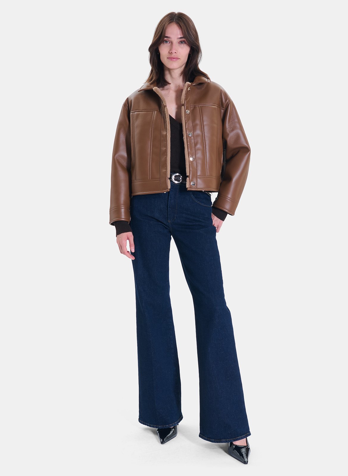 Short reversible oversized jacket ZAPA Brown