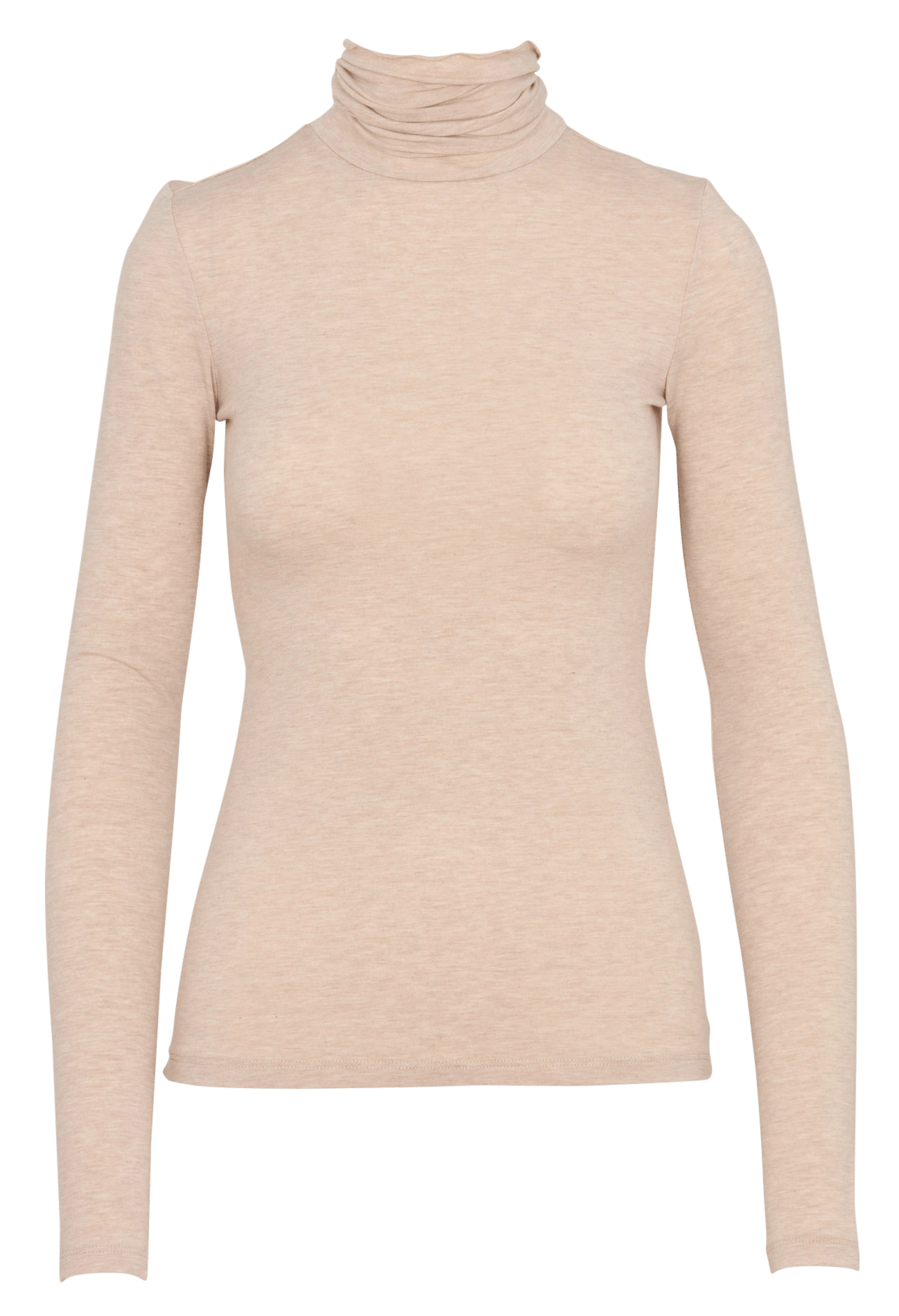 Tailliertes Langarm-Top mit Rollkragen  Beige