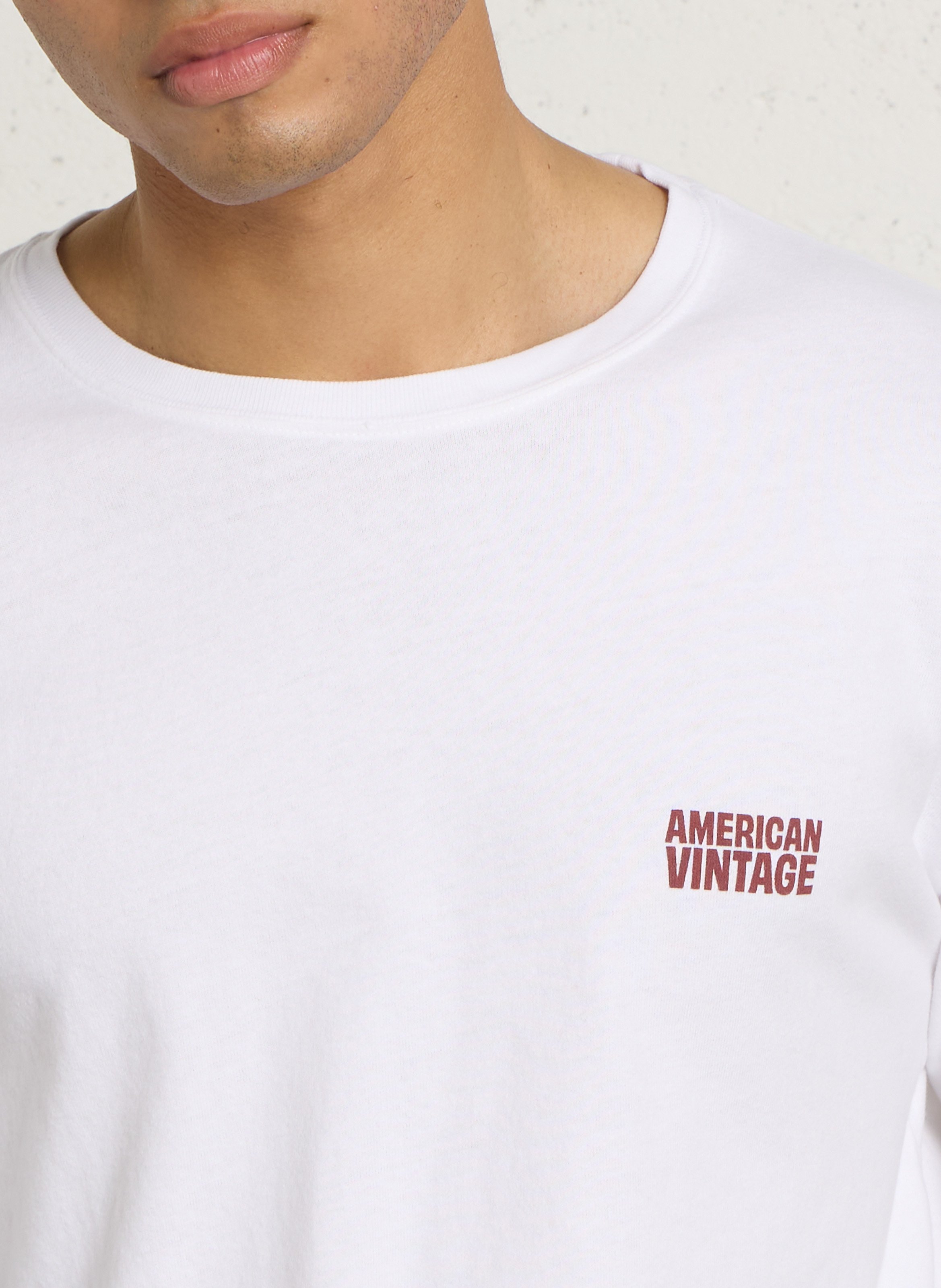 T-shirt ample col rond en coton AMERICAN VINTAGE Blanc
