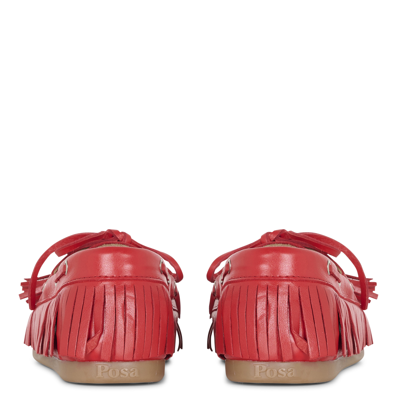 Fringed leather boat shoes POSA Red