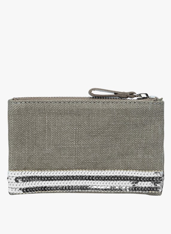 Kosmetiktasche aus leinen mit pailletten Calcaire Vanessa bruno