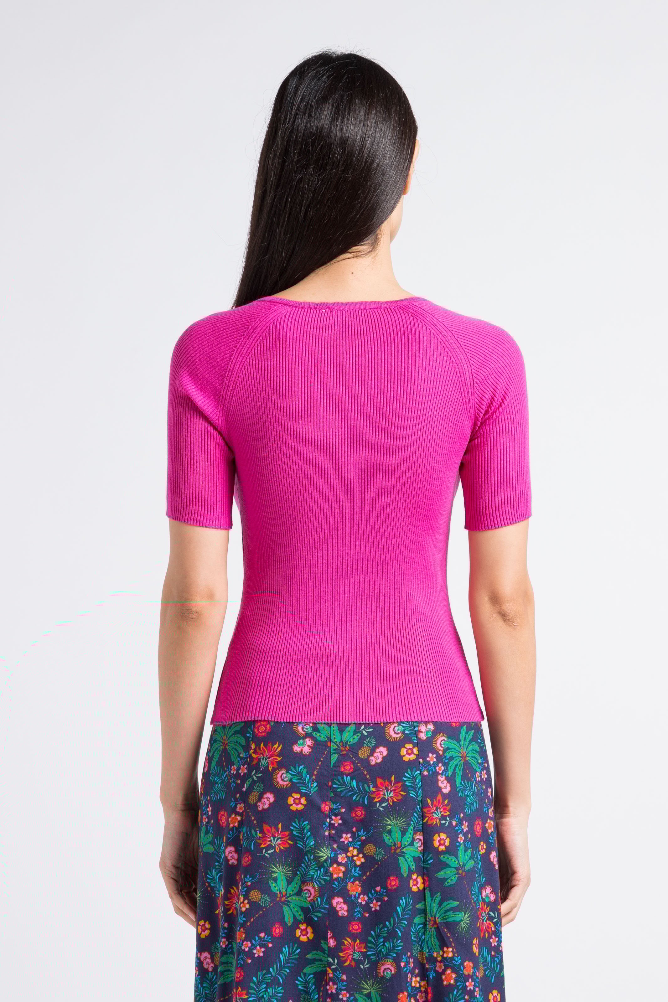 Top droit en maille à côtes LA PETITE ETOILE Rose