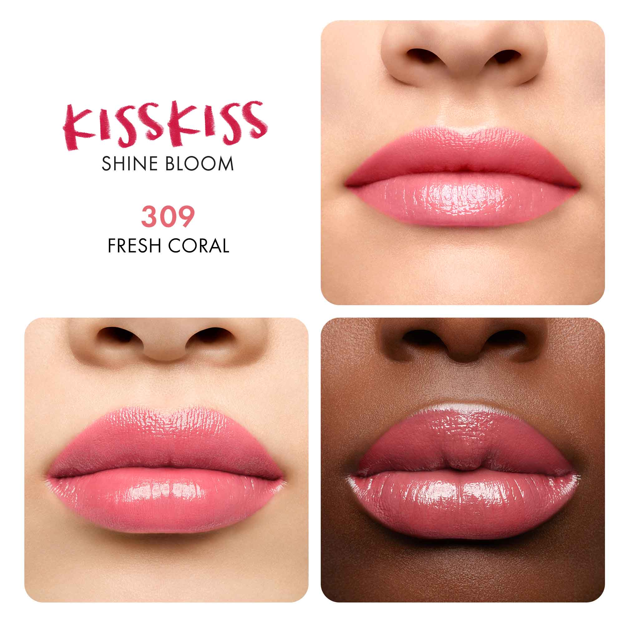 KissKiss Shine Bloom - Leuchtender Lippenstift mit 95% Inhaltsstoffen natürlichen Ursprungs GUERLAIN 309 fresh coral