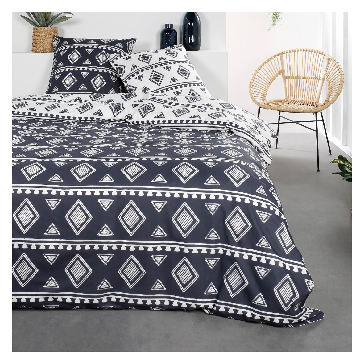 Printed cotton bedding set TODAY LINGE DE MAISON Black