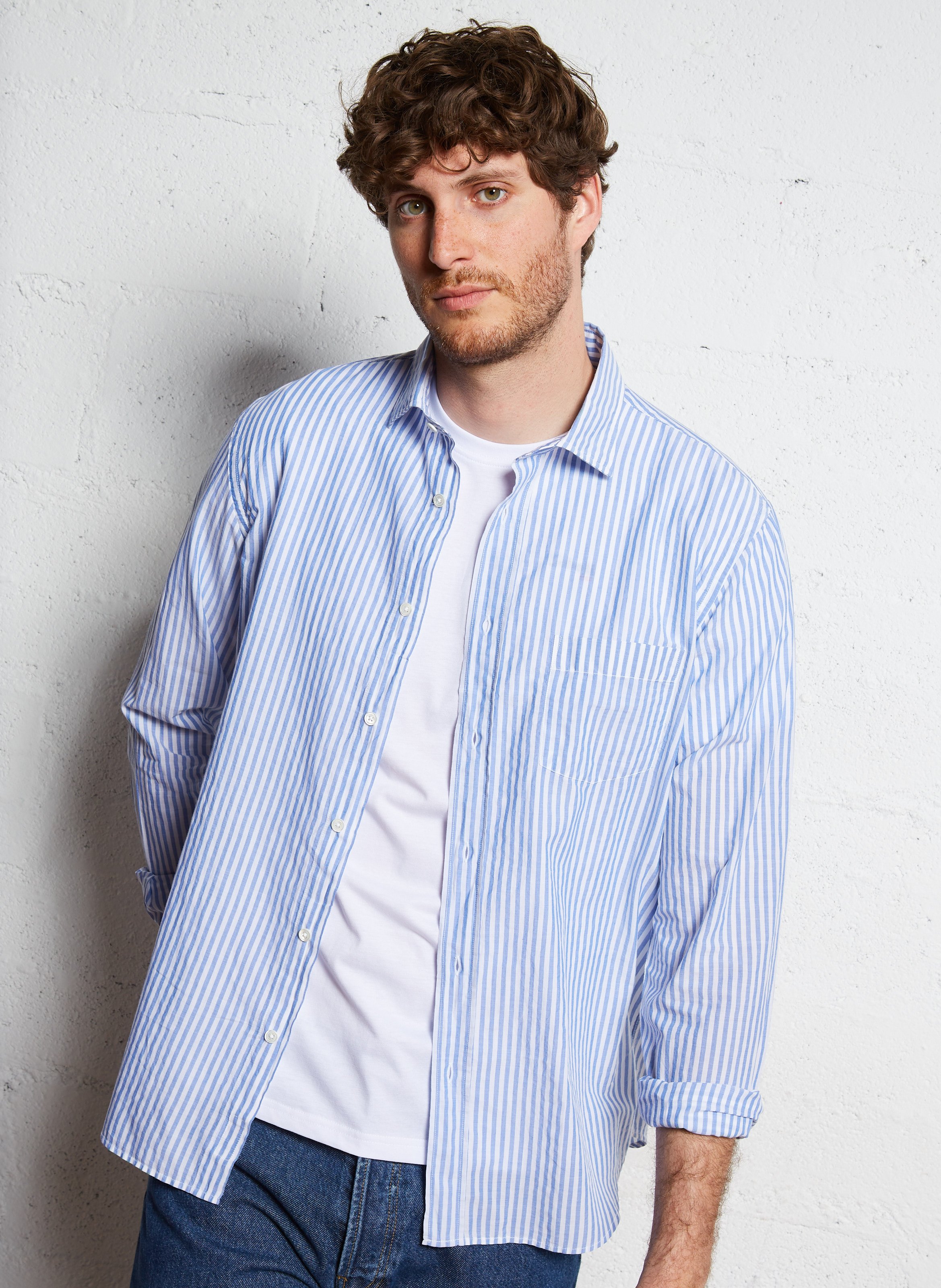 Shirt with classic collar in cotton HARTFORD Blue
