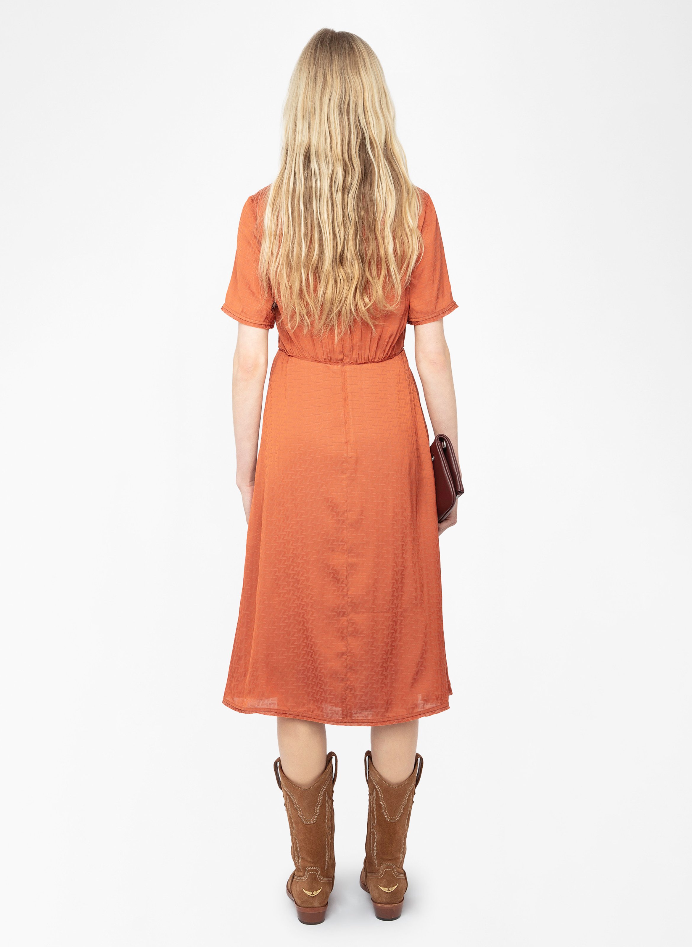 Abito longuette scollo a V satinato ZADIG&VOLTAIRE Marrone