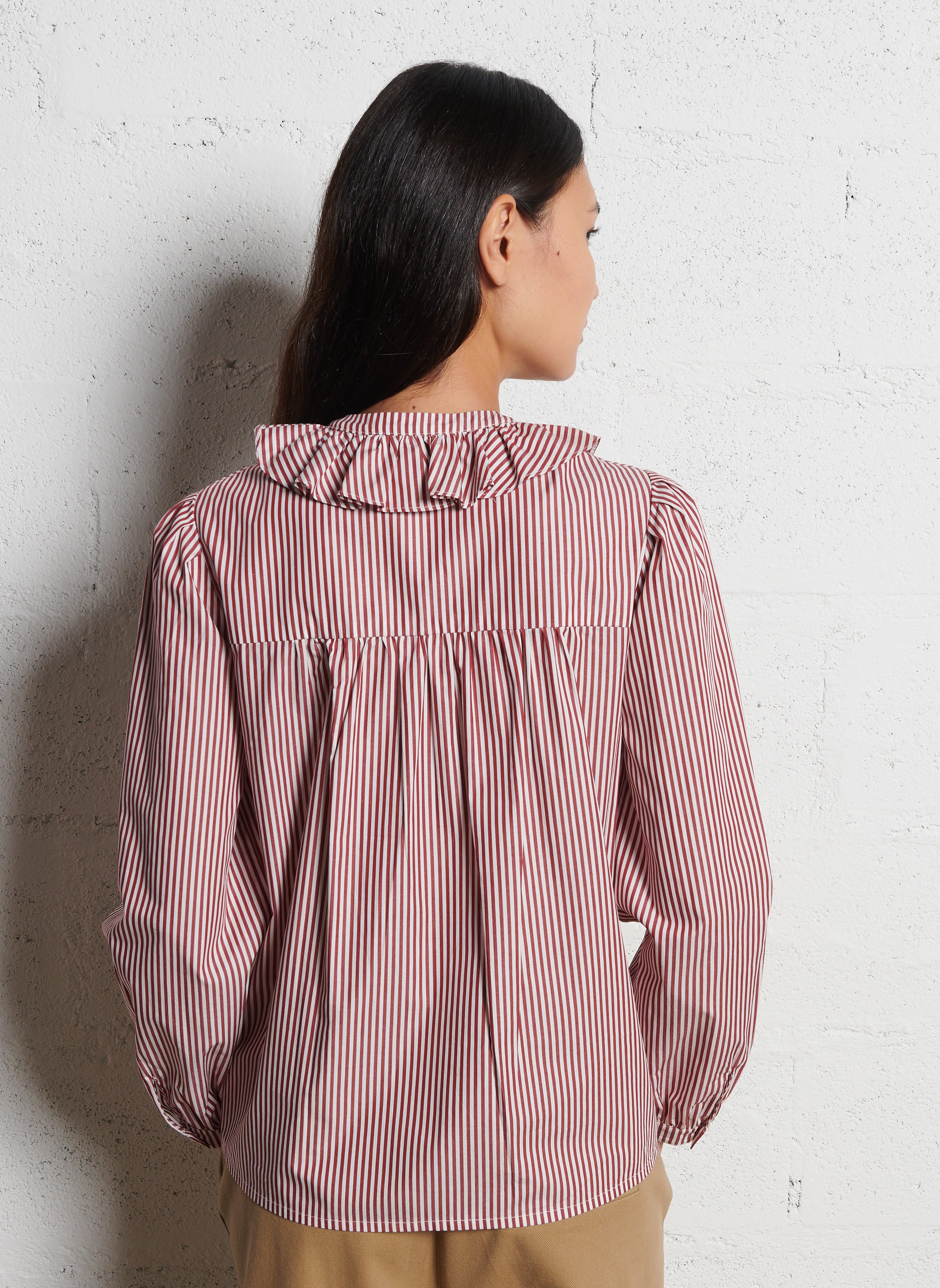 Rechte katoenen gestreepte overhemd SUZIE WINKLE Rood