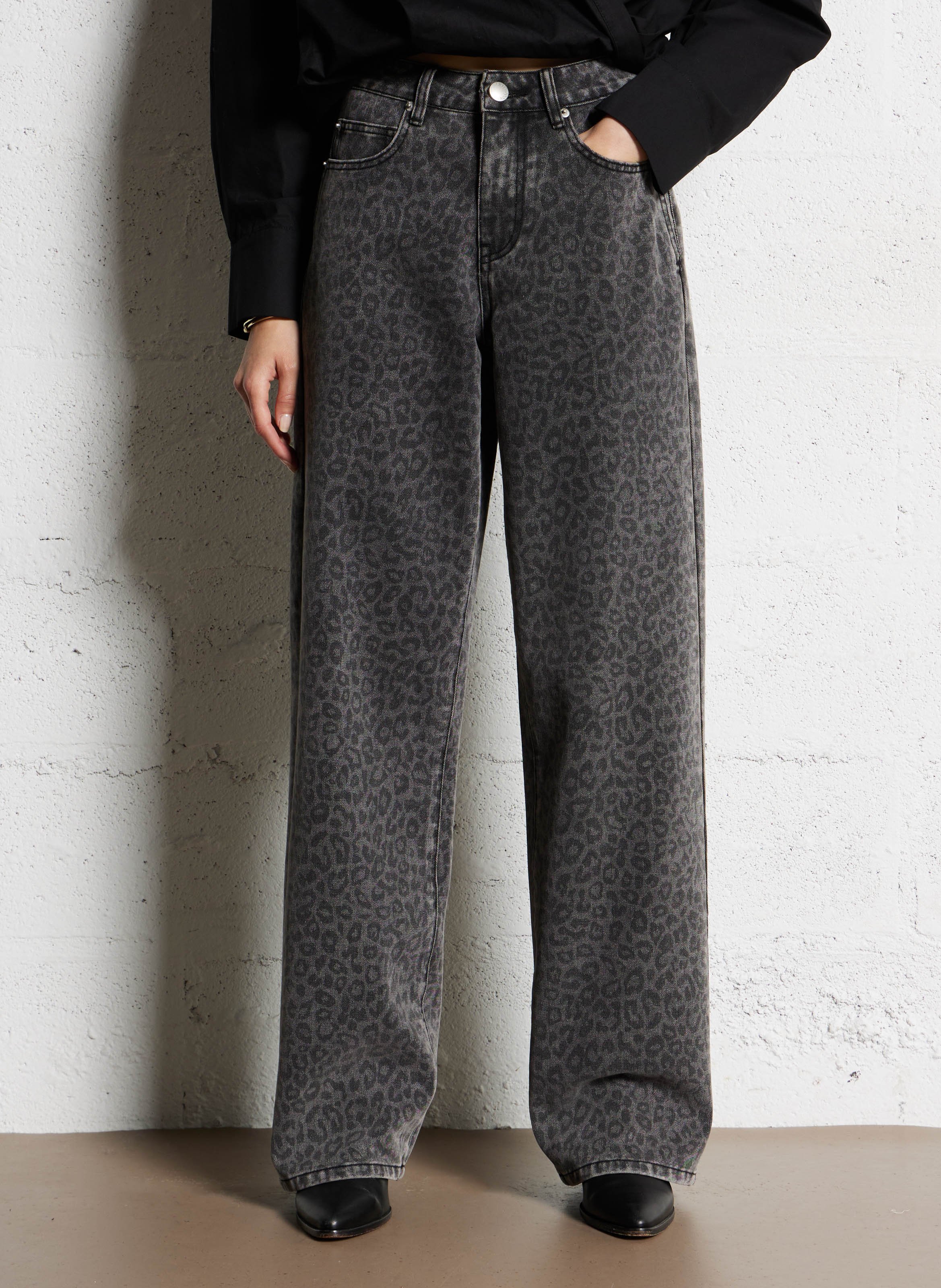 Jean droit en coton mélangé SUNCOO Noir