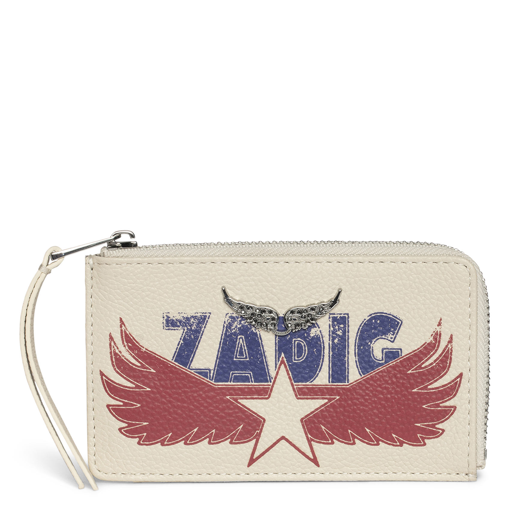 Porte-cartes en cuir grainé à imprimé ZADIG&VOLTAIRE Blanco