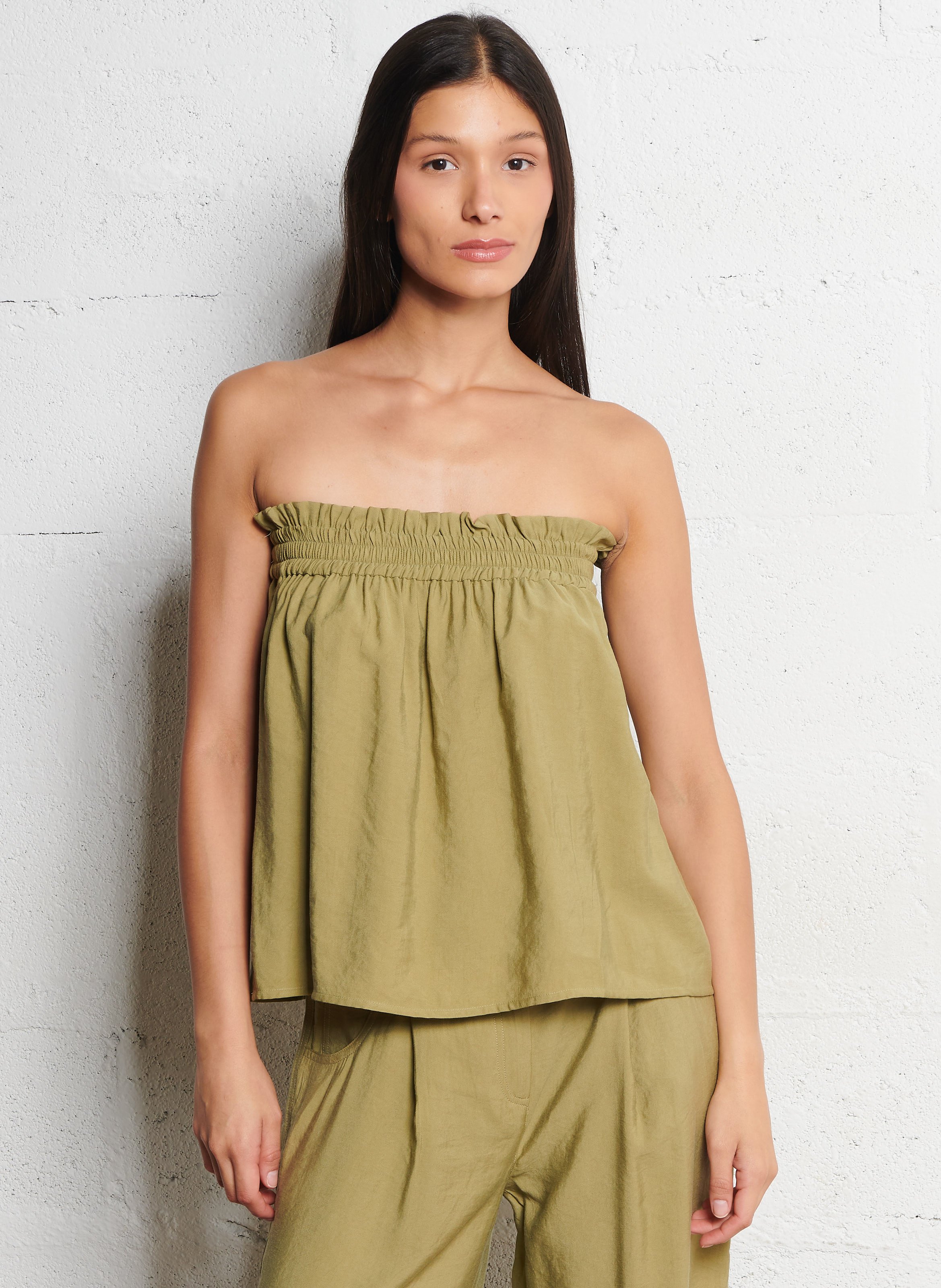 Top col bardot  BA&SH Kaki