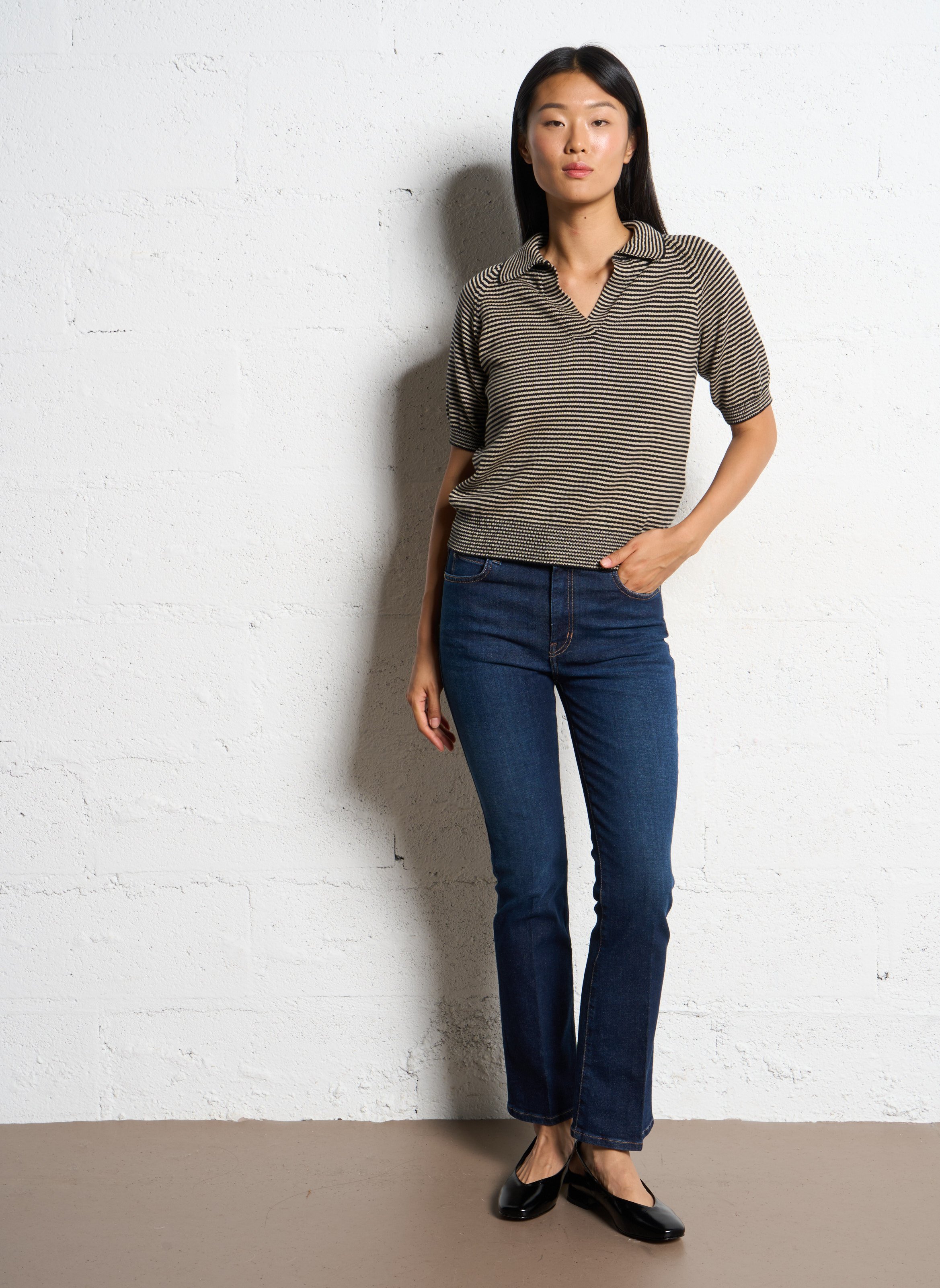 Striped straight cotton polo shirt MAX MARA WEEK END Beige