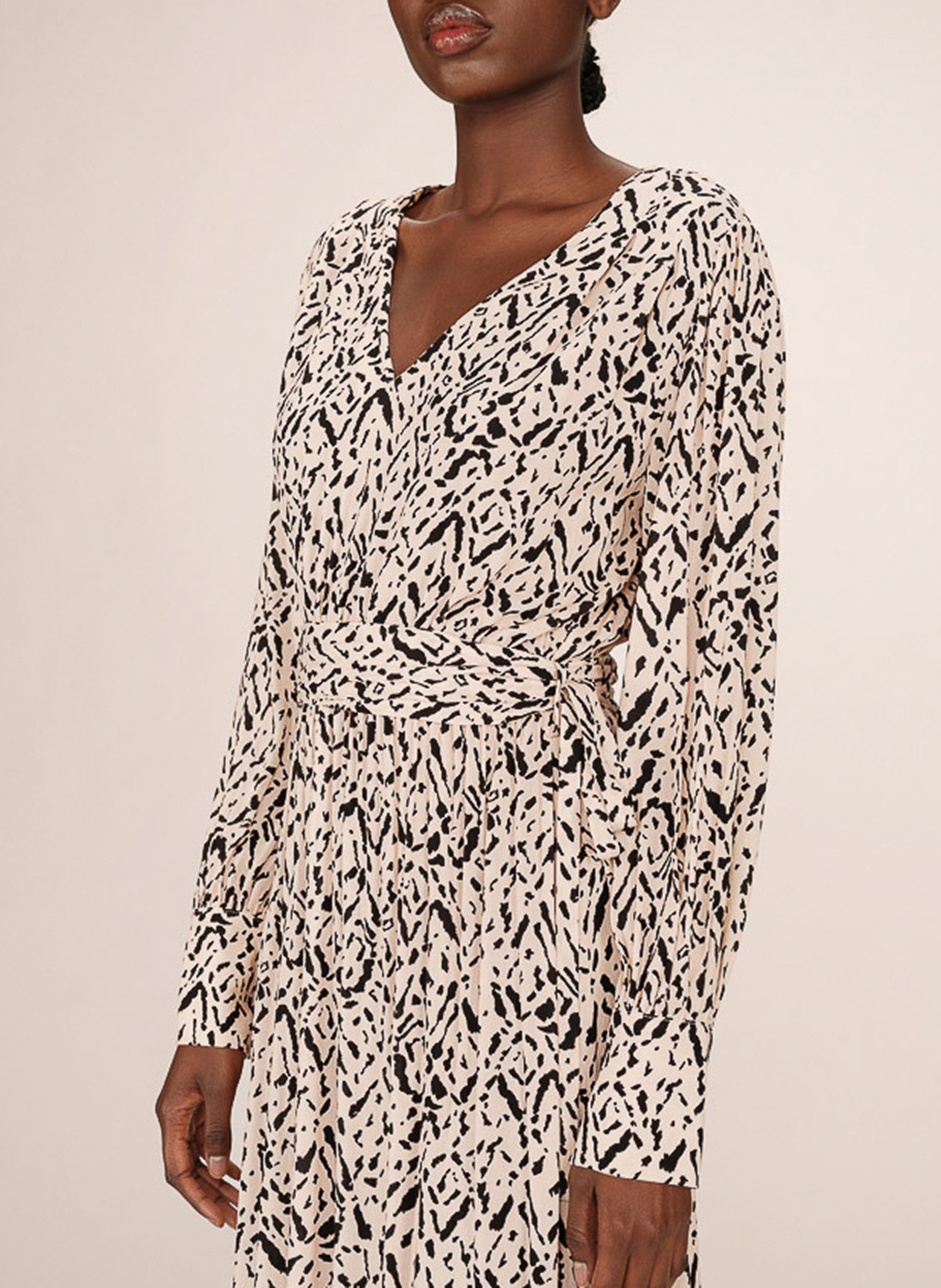 Lange jurk met V-hals en print GRACE ET MILA Yellow