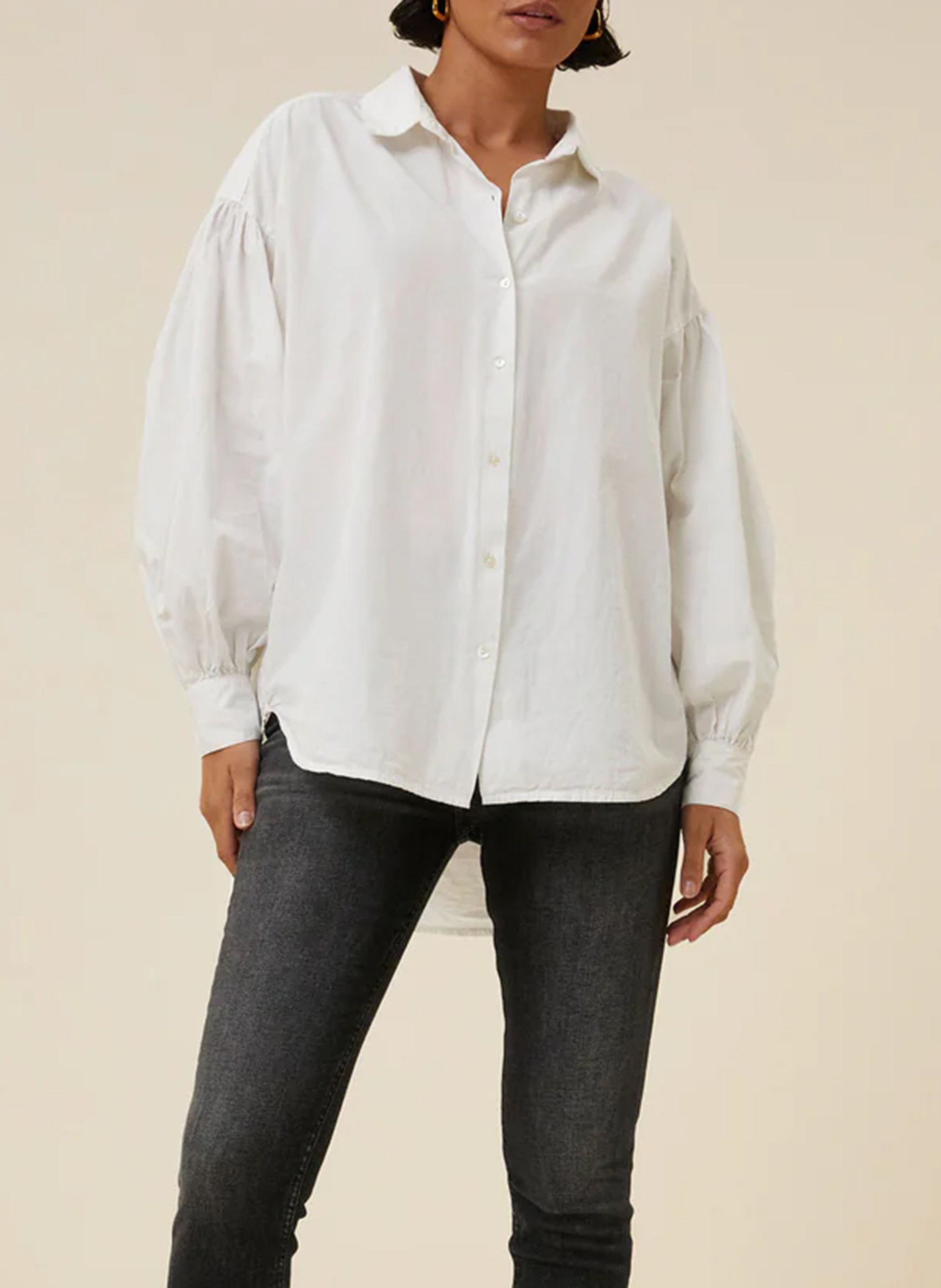 Loose-fit cotton shirt with classic collar BY BAR White