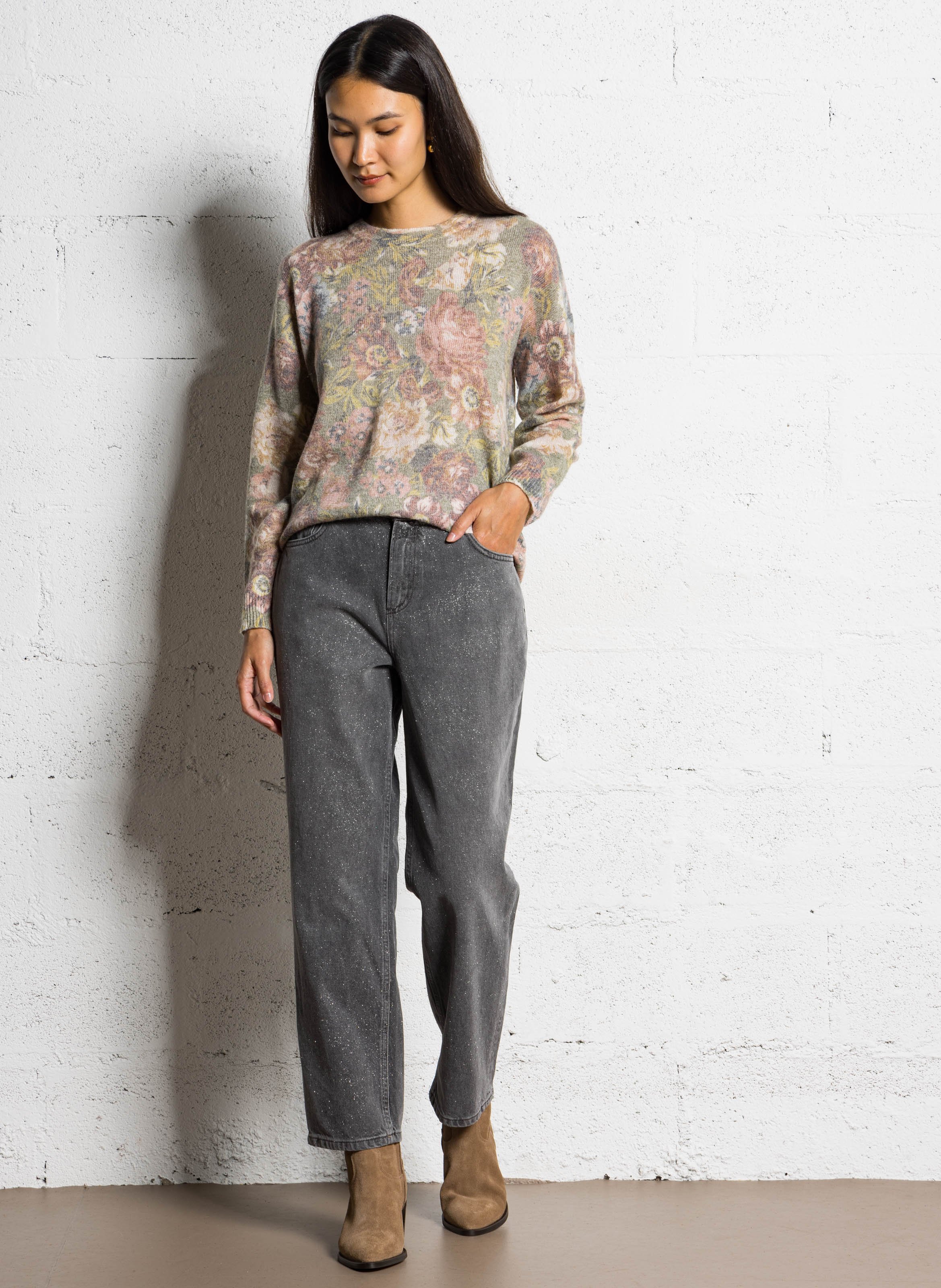 Gerade geschnittene Jeans mit Pailletten LIU JO Schwarz