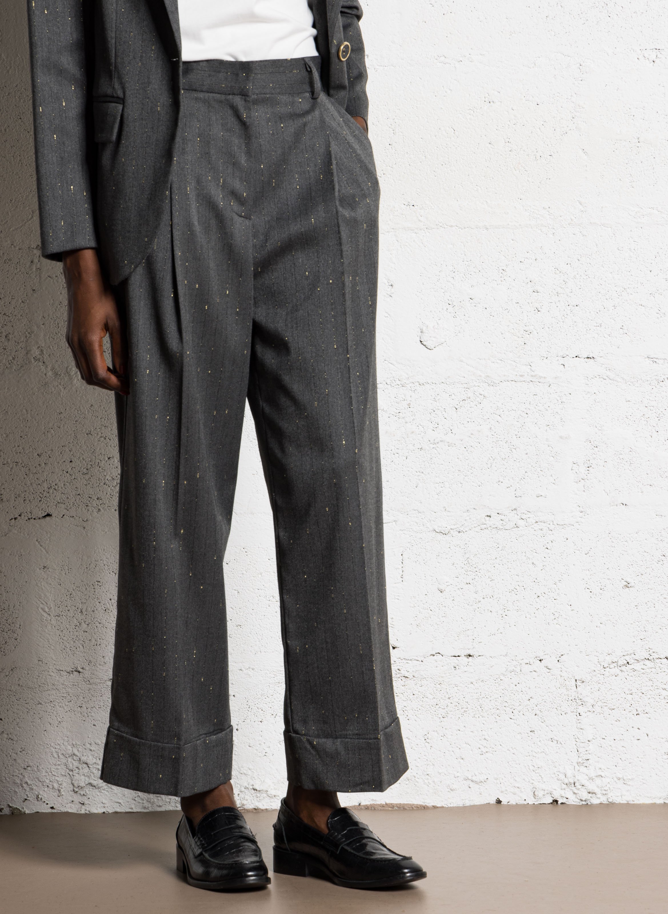 Azawood high-waisted wide-leg trousers IMPERIAL Grey