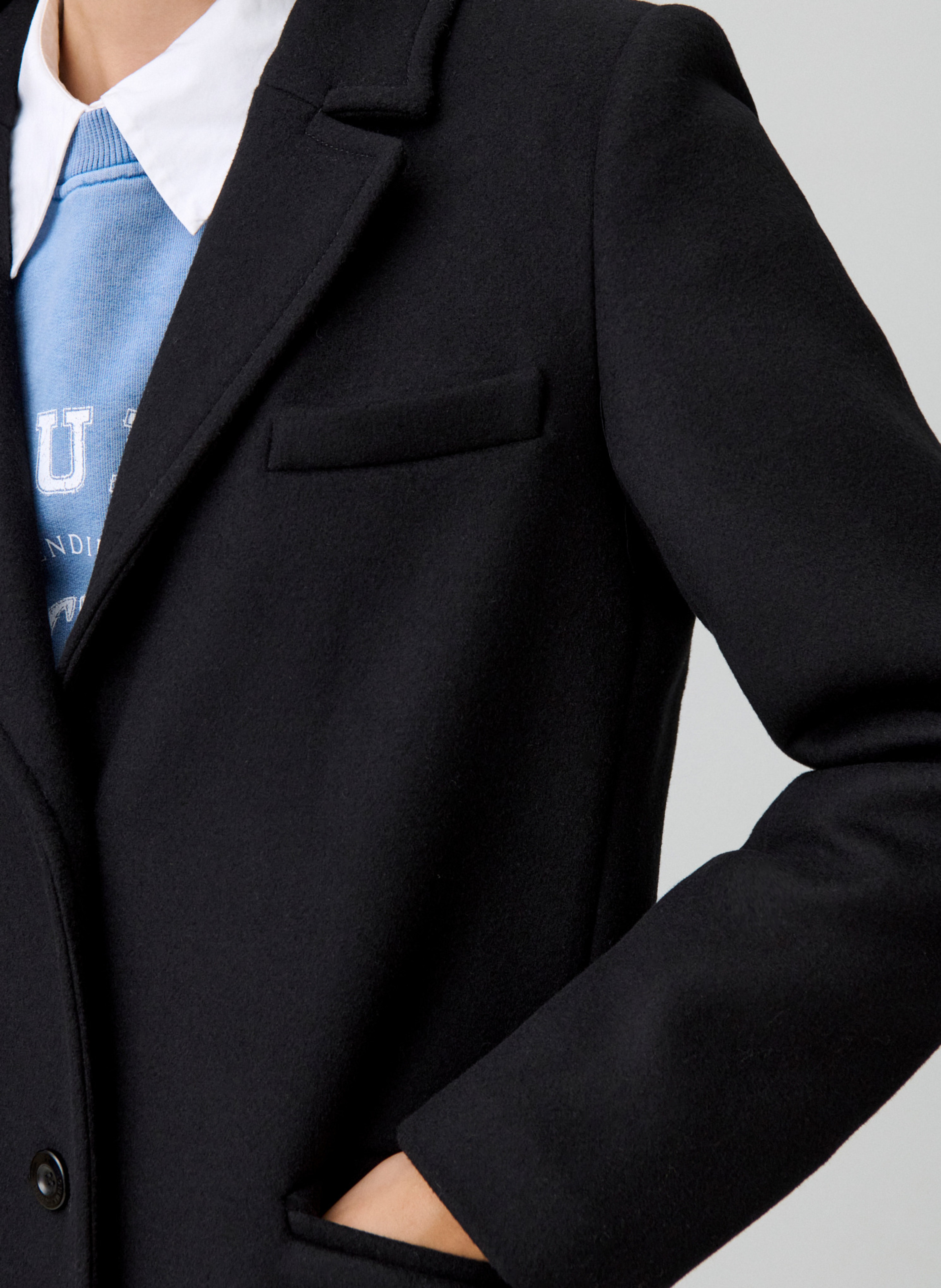 Mittellanger Oversize-Mantel in Uni CLAUDIE PIERLOT Schwarz