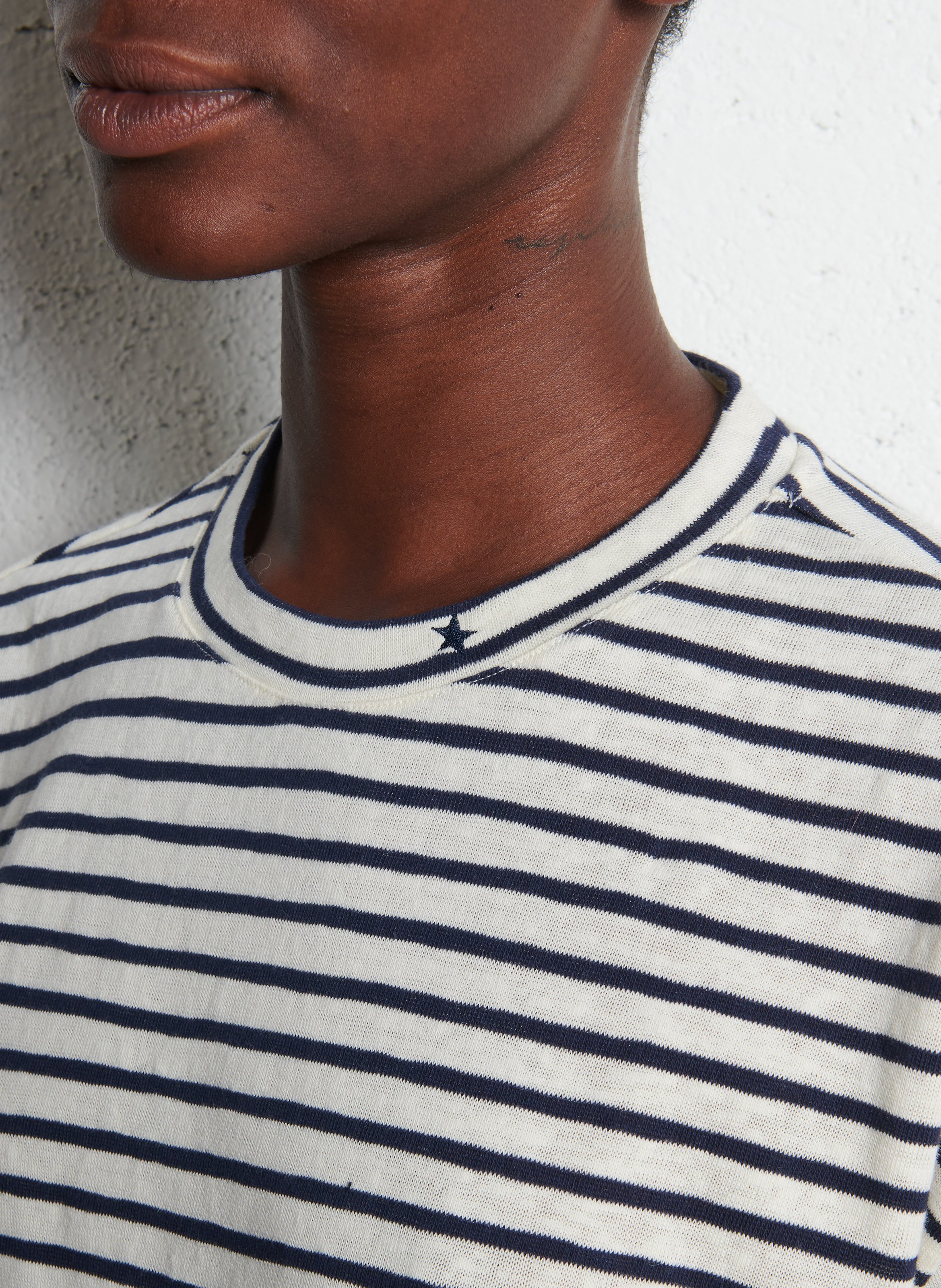 Gestreiftes Rundhals-T-Shirt LA PETITE ETOILE Beige