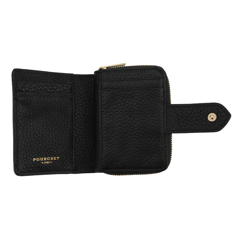 Leather coin purse POURCHET Black