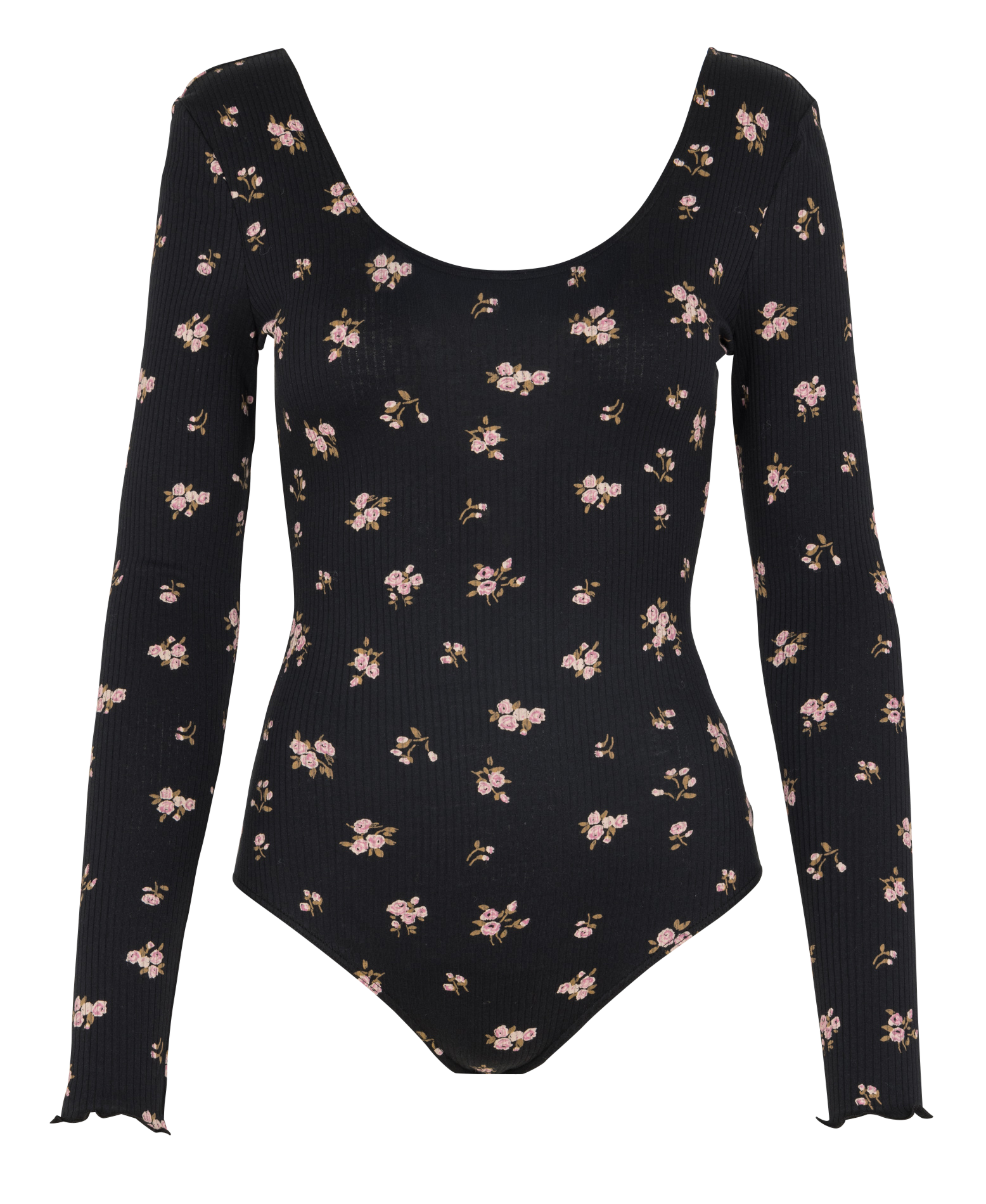 Long-sleeve floral bodysuit DES PETITS HAUTS Black