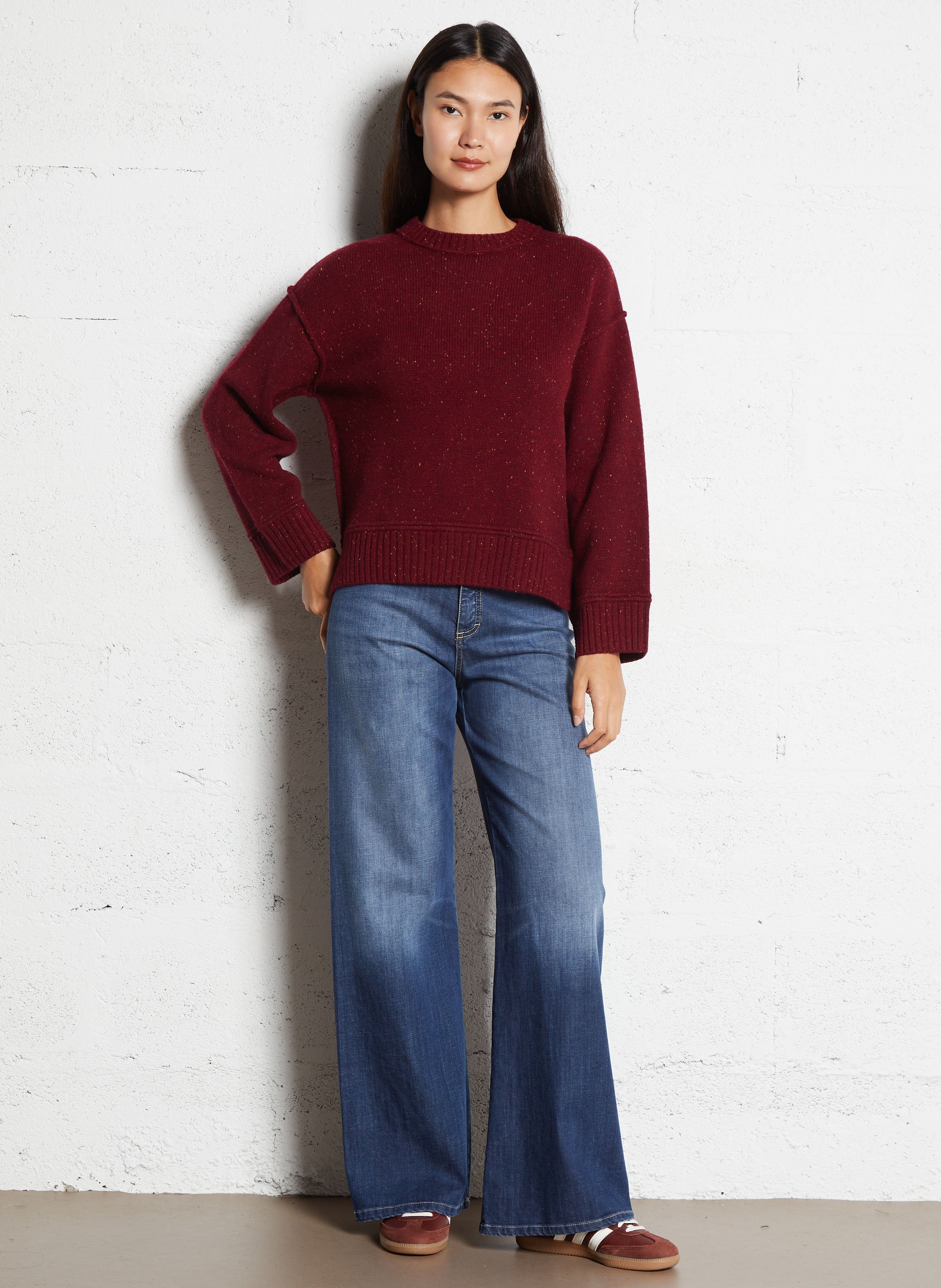 Pull col rond en laine MAISON 123 Rouge