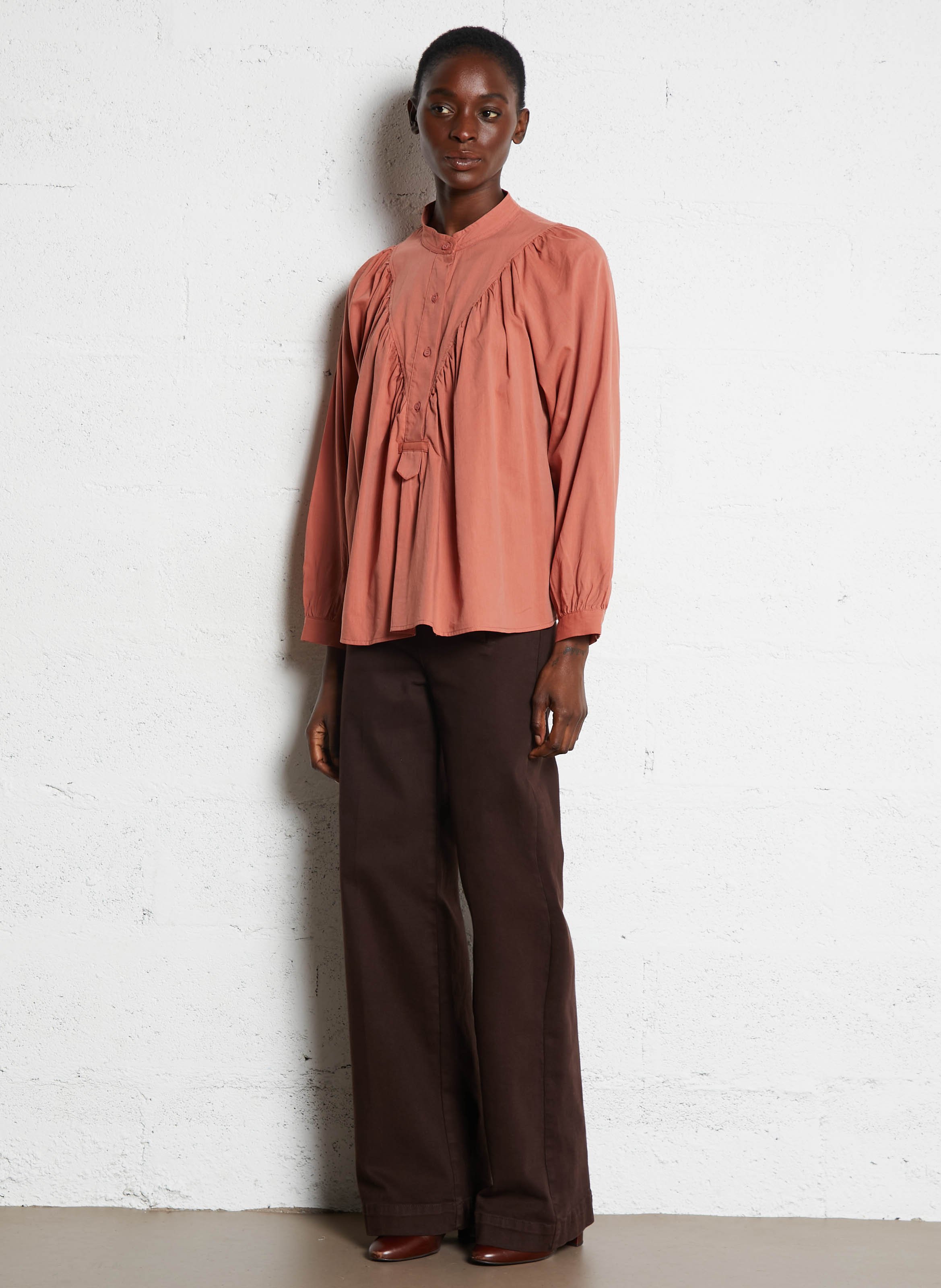 Blouse col rond en coton mélangé SEE U SOON Orange