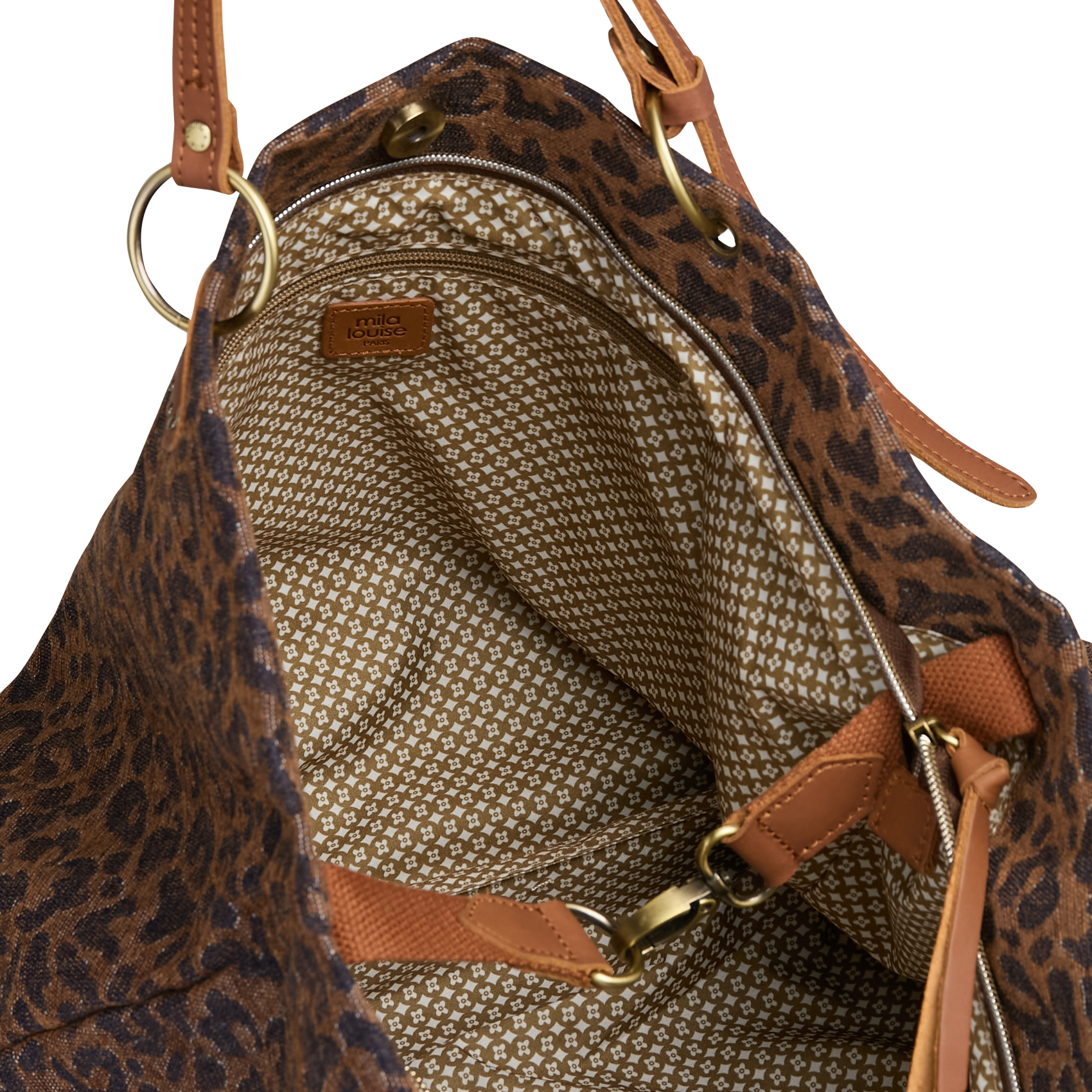 Shopper van bedrukte jacquard MILA LOUISE Beige