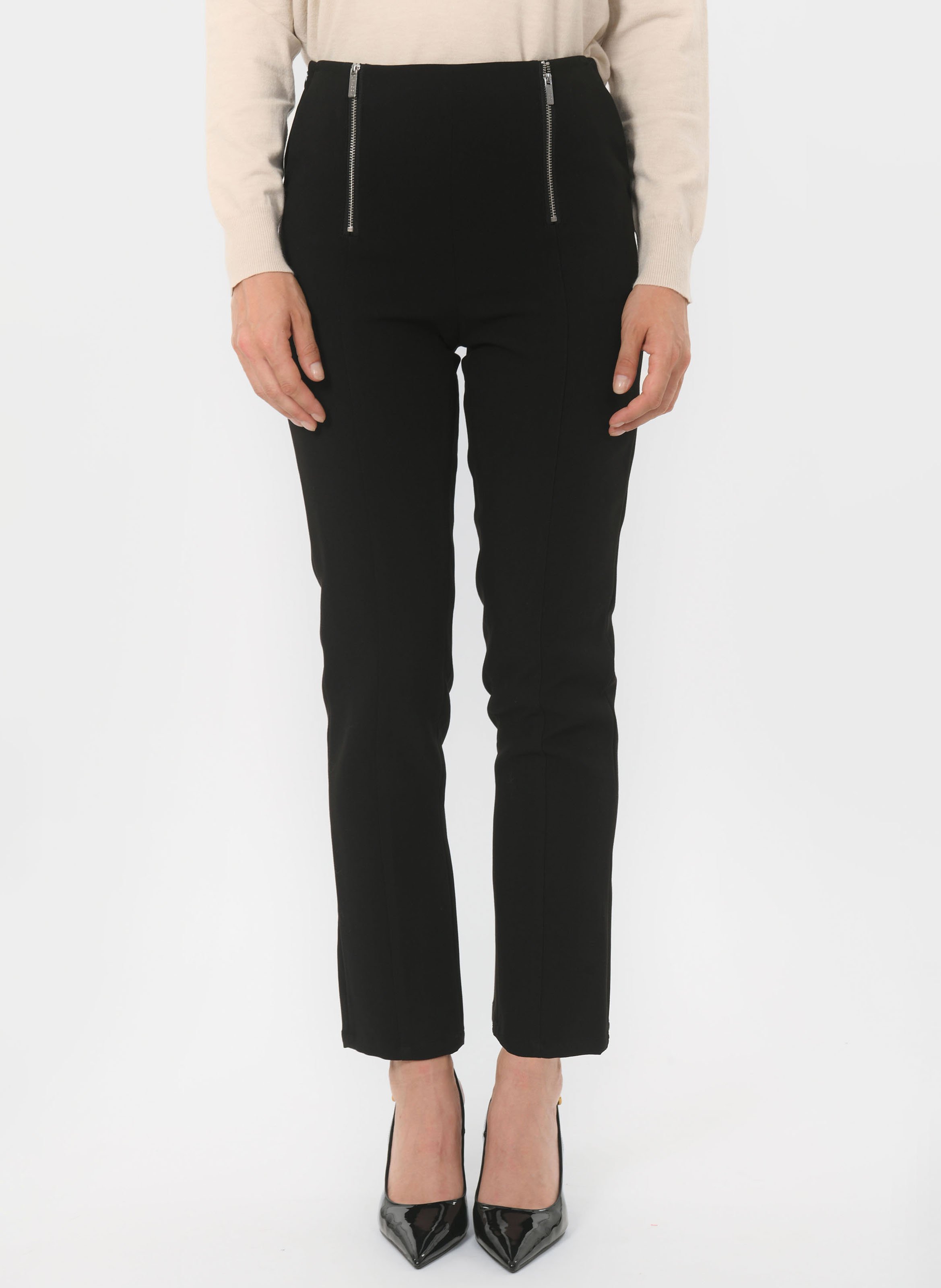 Zippered straight pants with high waist KOOKAI Black