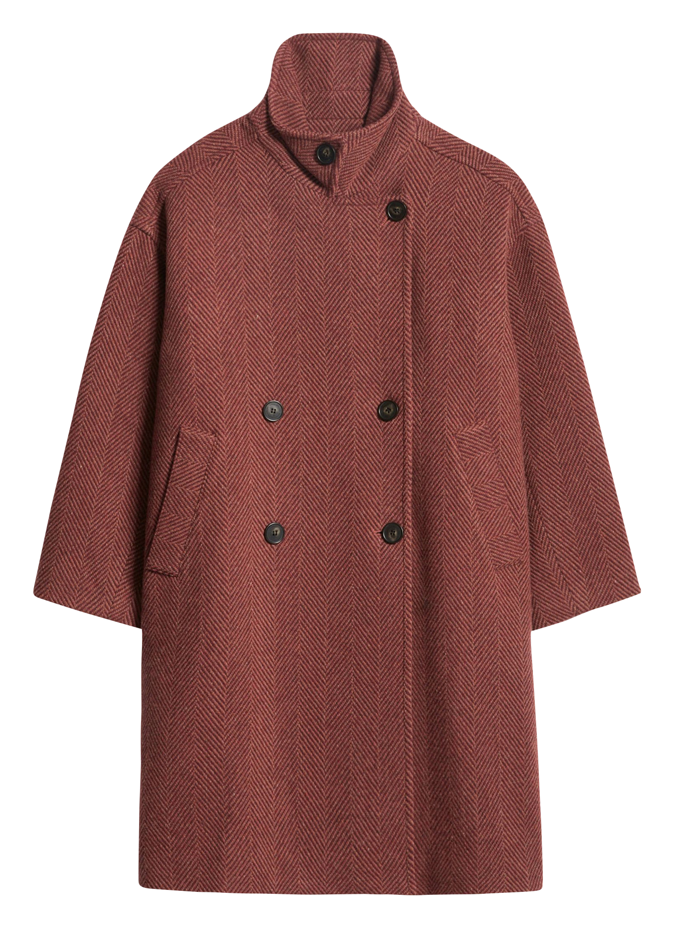 Wijde jas met opstaande kraag - wolblend VANESSA BRUNO Rood