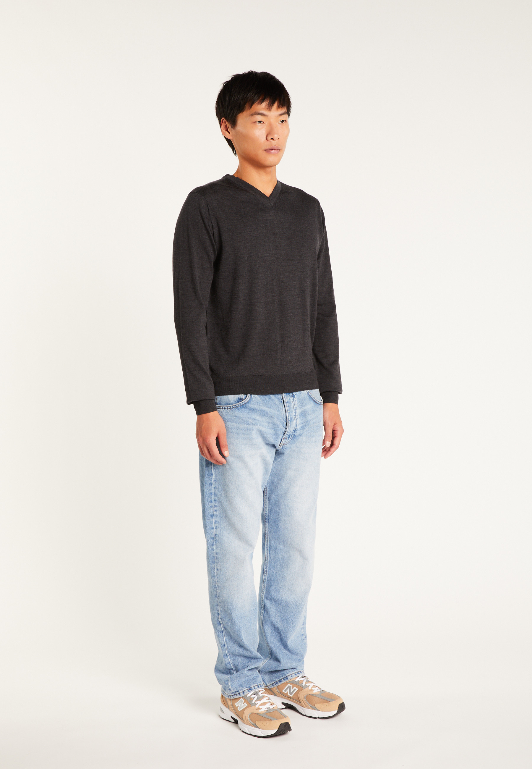 Bunelle wool V-neck sweater MAISON MONTAGUT Grey