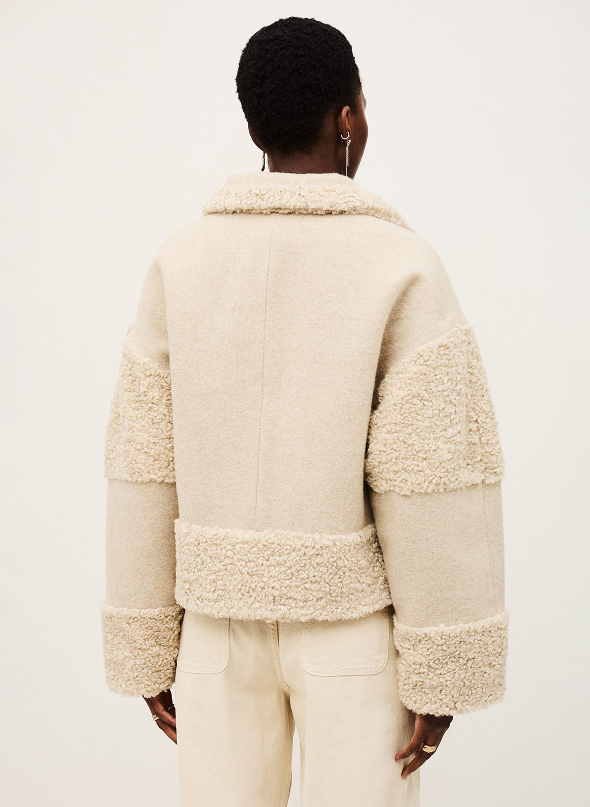 Korte jas met kraag en bonteffect BA&SH Beige