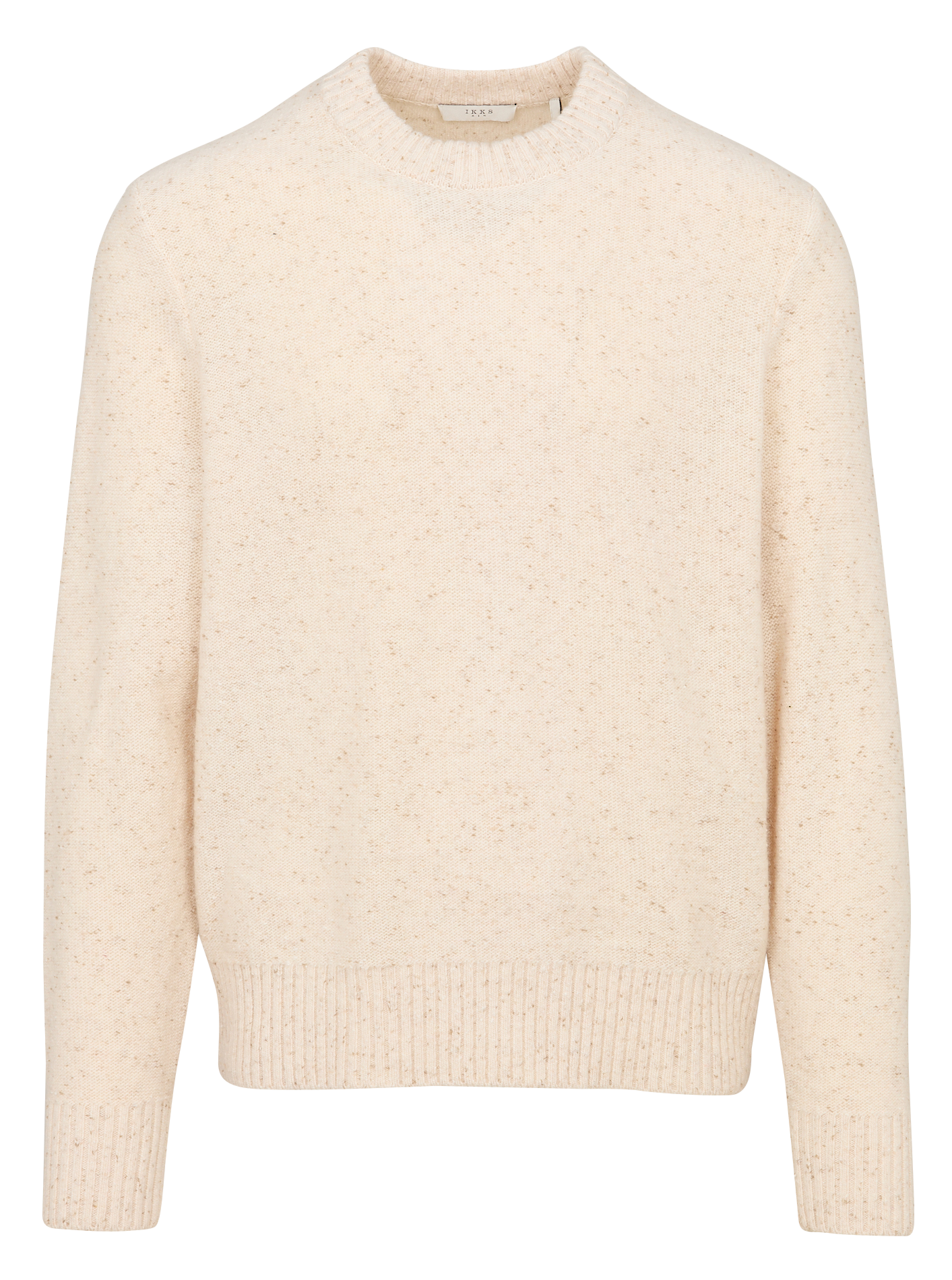 Pull droit col rond chiné en laine mélangée IKKS Blanc