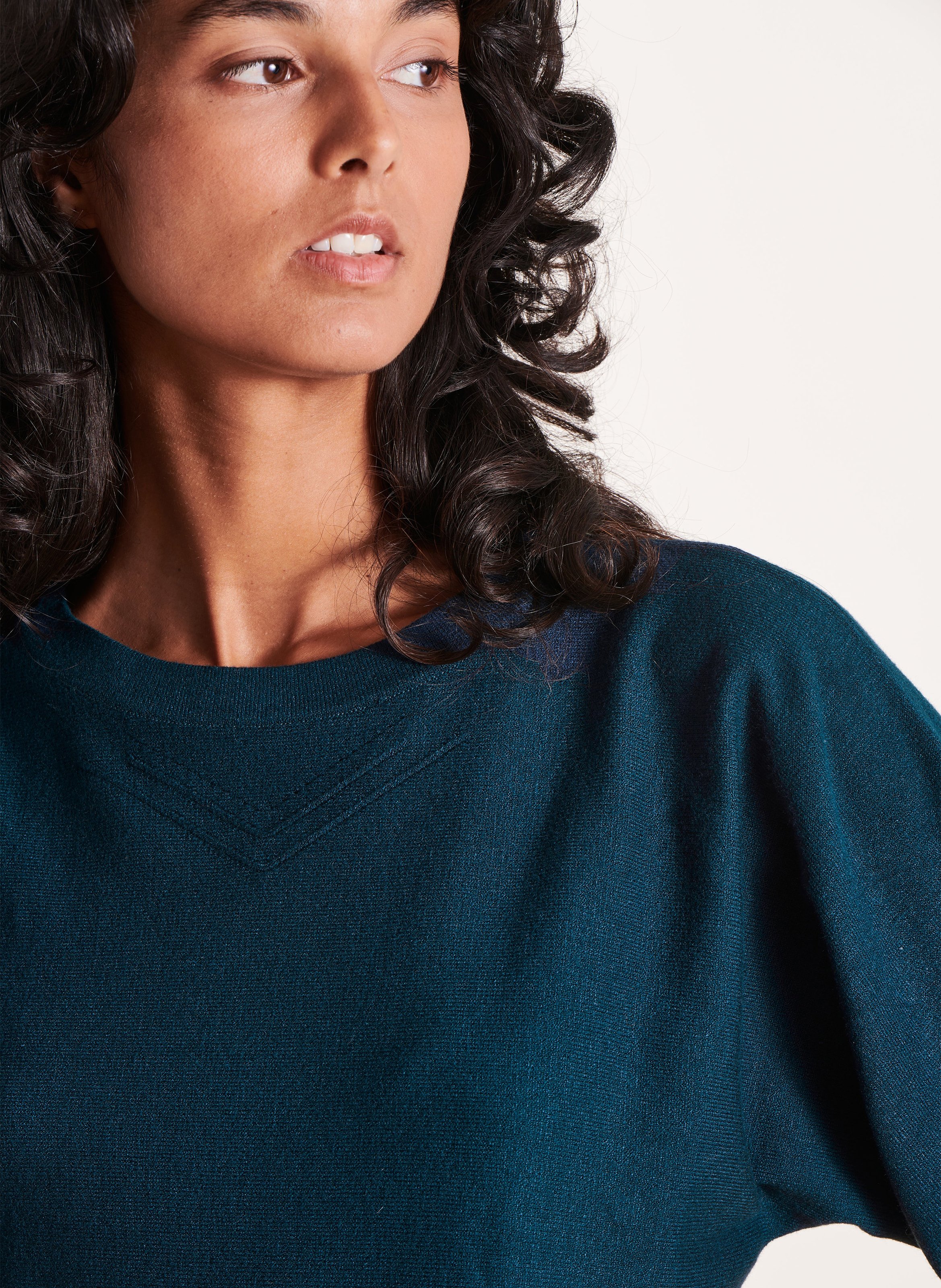 Gerader Strickpullover mit Rundhalsausschnitt LA FEE MARABOUTEE Blau