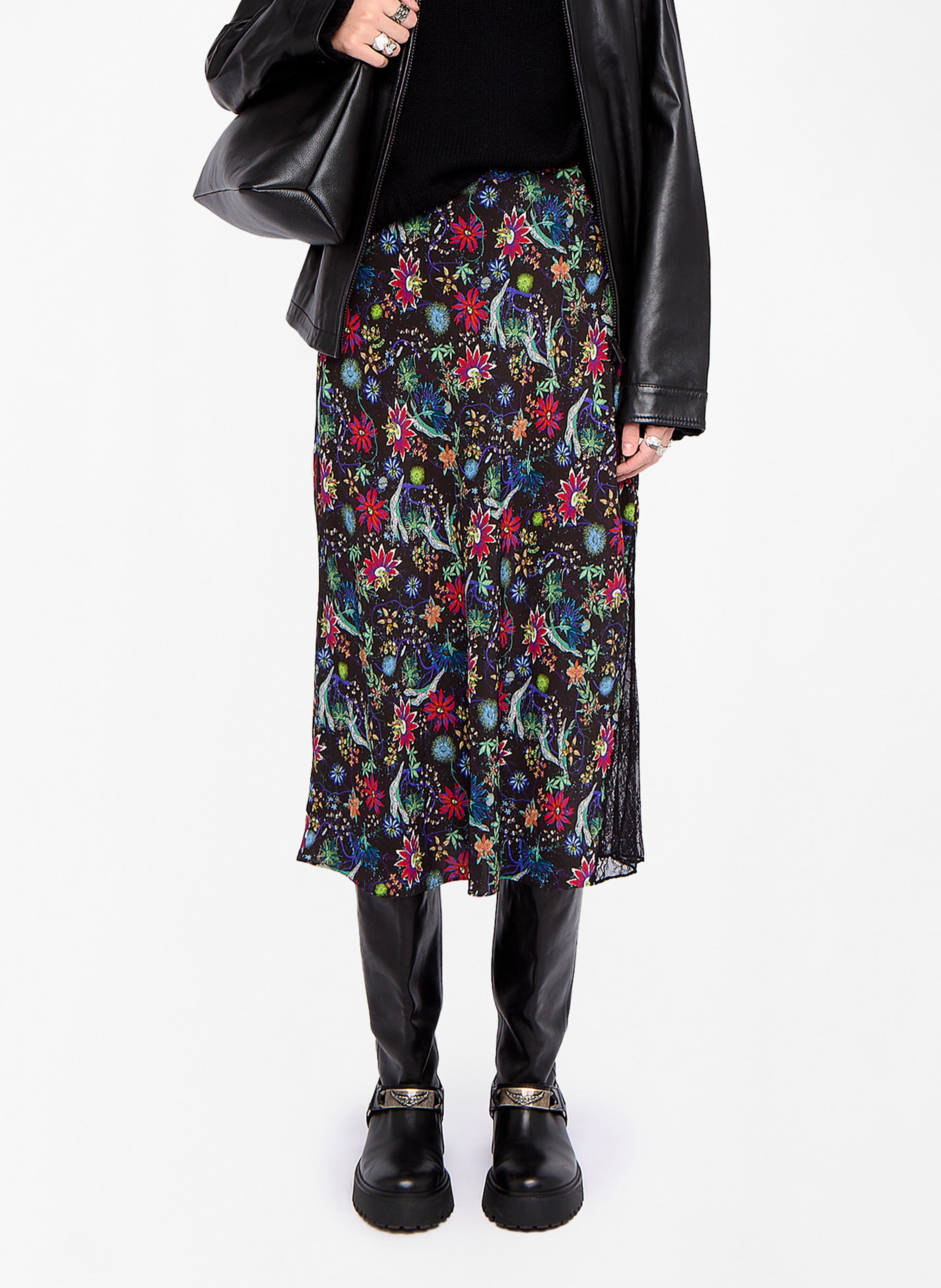 Jupe midi fluide fendue imprimée ZADIG&amp;VOLTAIRE Bleu