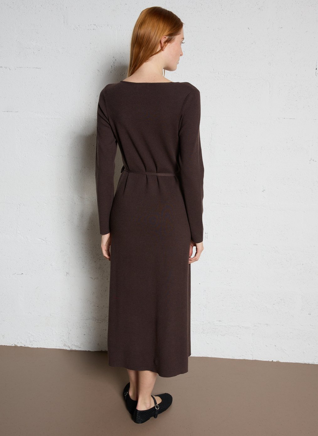 Long floral print wrap dress PETITE MENDIGOTE Brown