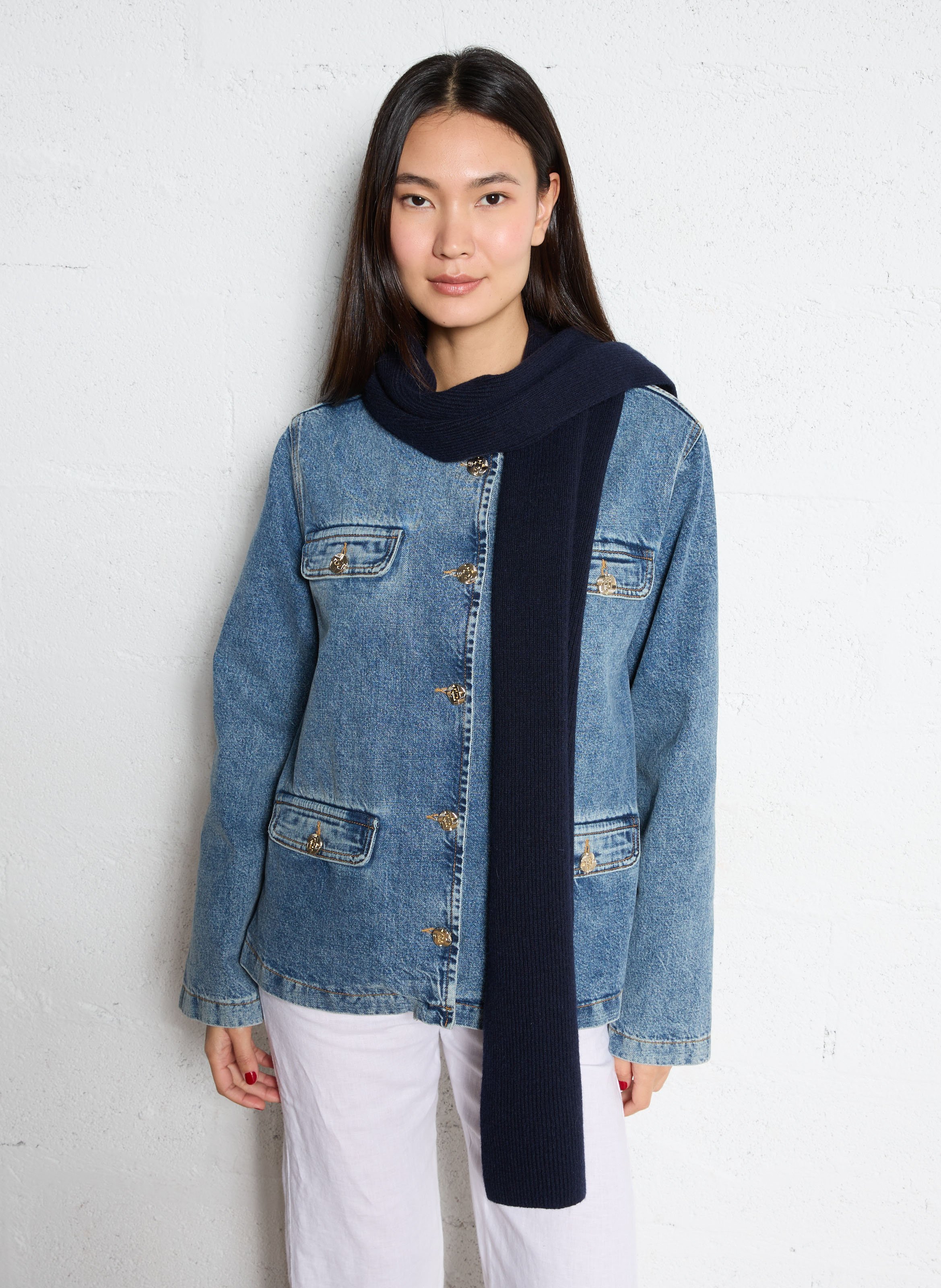 Echarpe en laine et cachemire mélangé CEZEMBRE Bleu