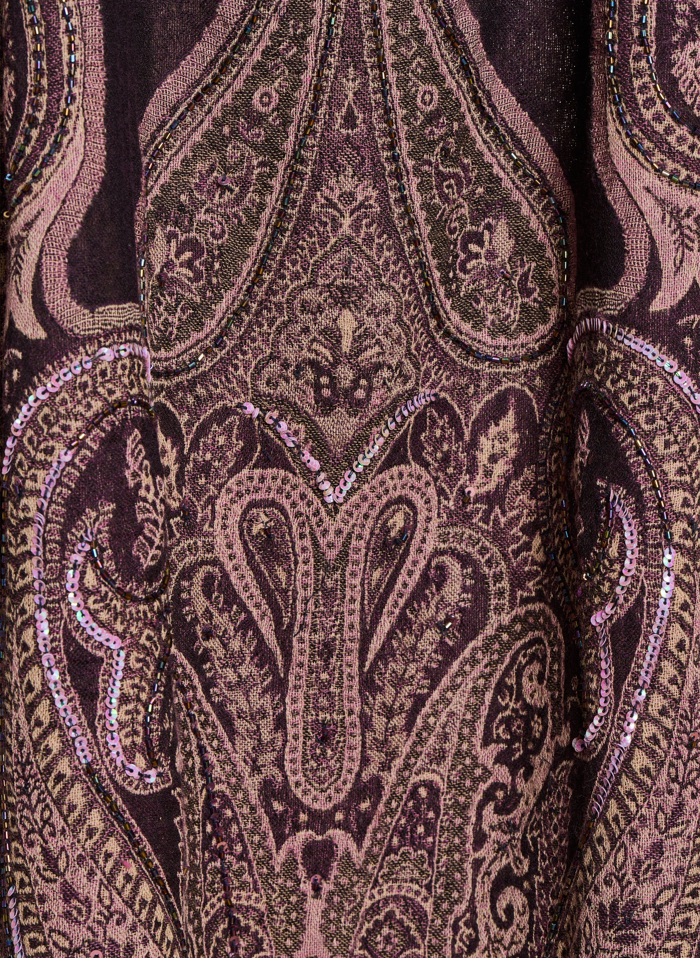 Echarpe brodée en laine et coton LA FEE MARABOUTEE Grey