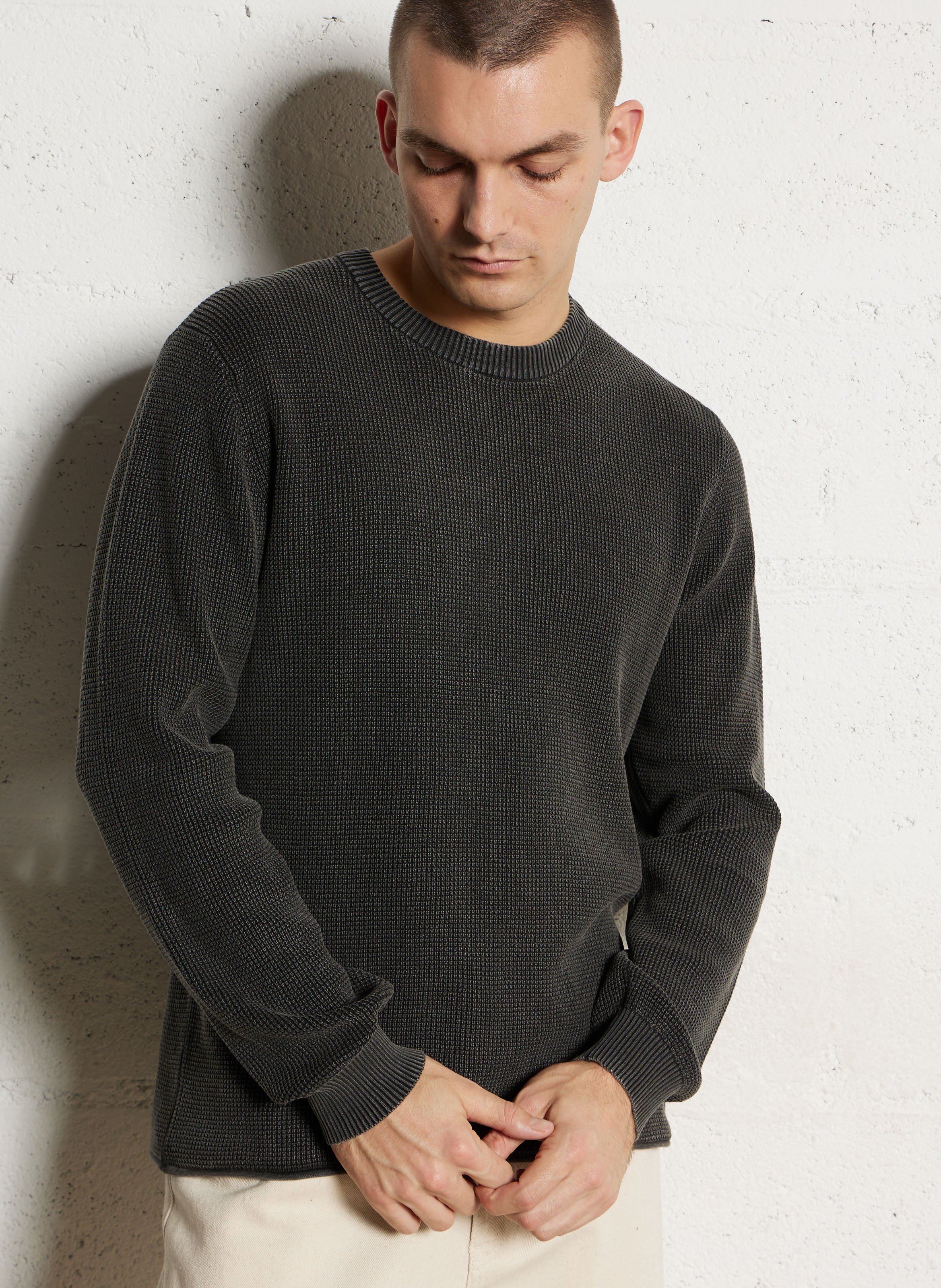 Pull droit col rond en coton PEPE JEANS Noir