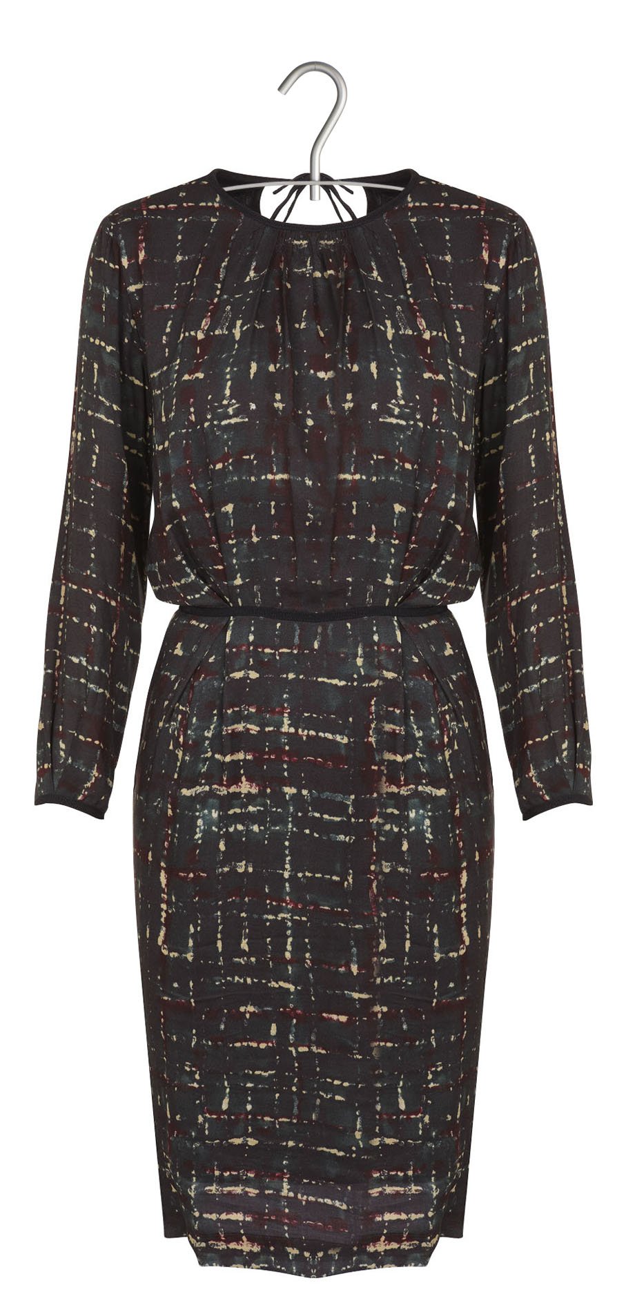 Nadra printed dress with split back ATTIC AND BARN Beige