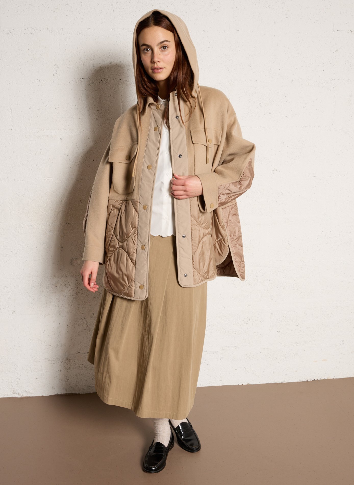 Pleated midi skirt in blended cotton. MAX MARA WEEK END Brown