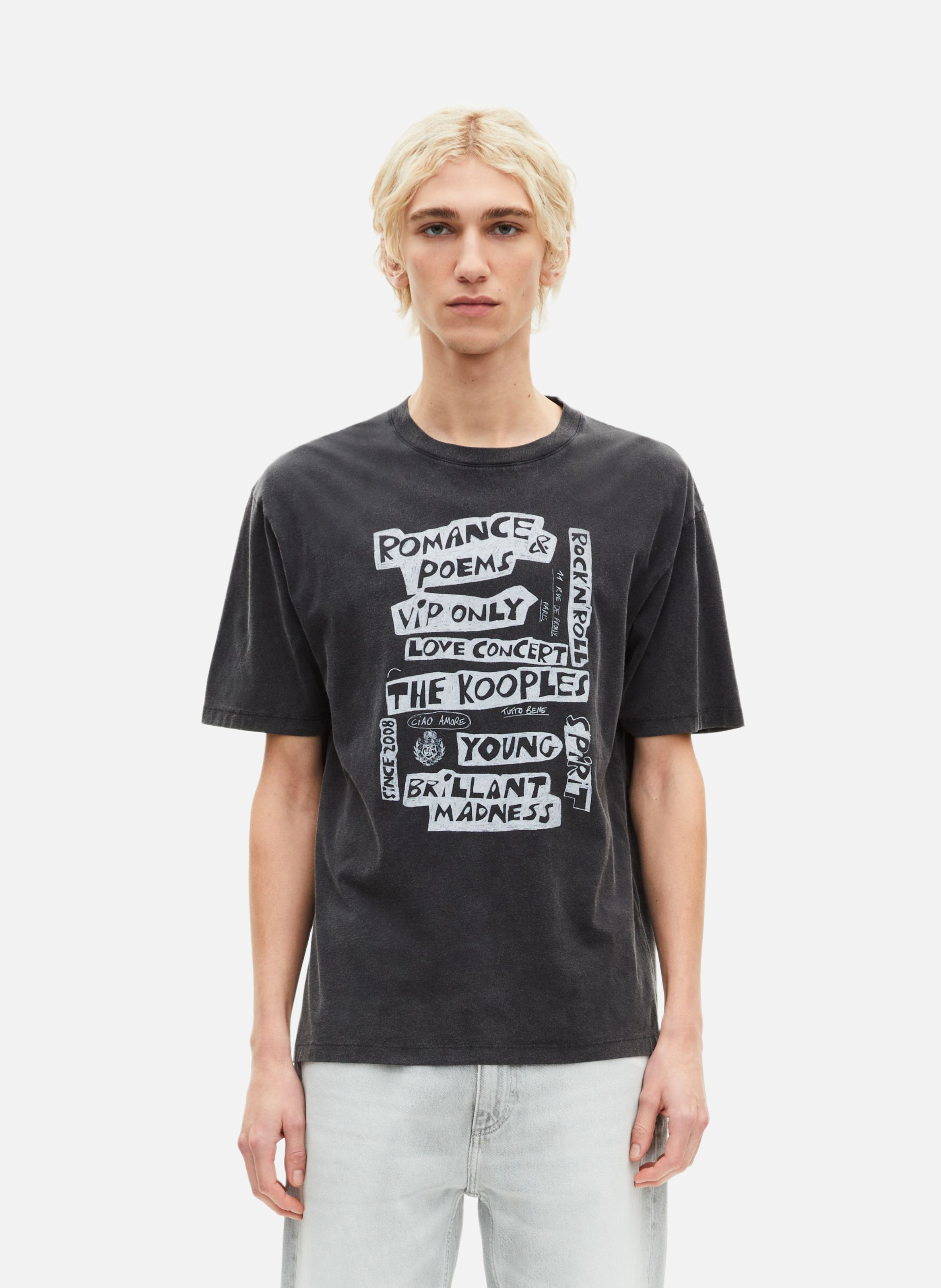 T-shirt with romance poems screen printing THE KOOPLES Black