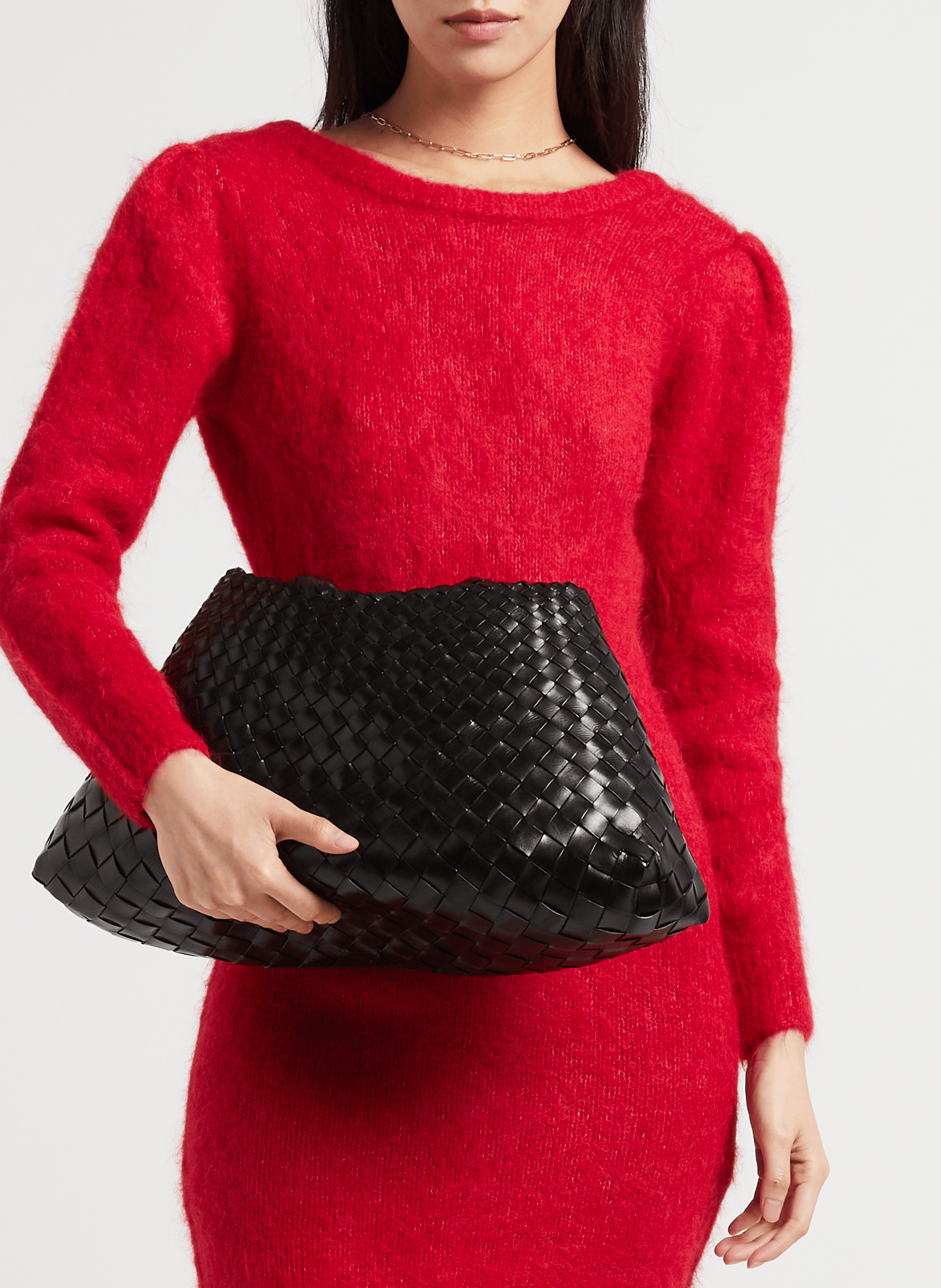 Gewebter Korb aus Leder DRAGON DIFFUSION Schwarz