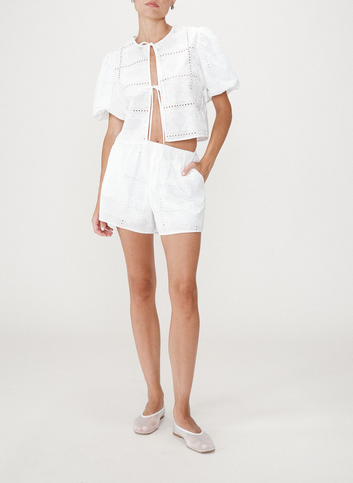 Katoenen short GRACE ET MILA Wit