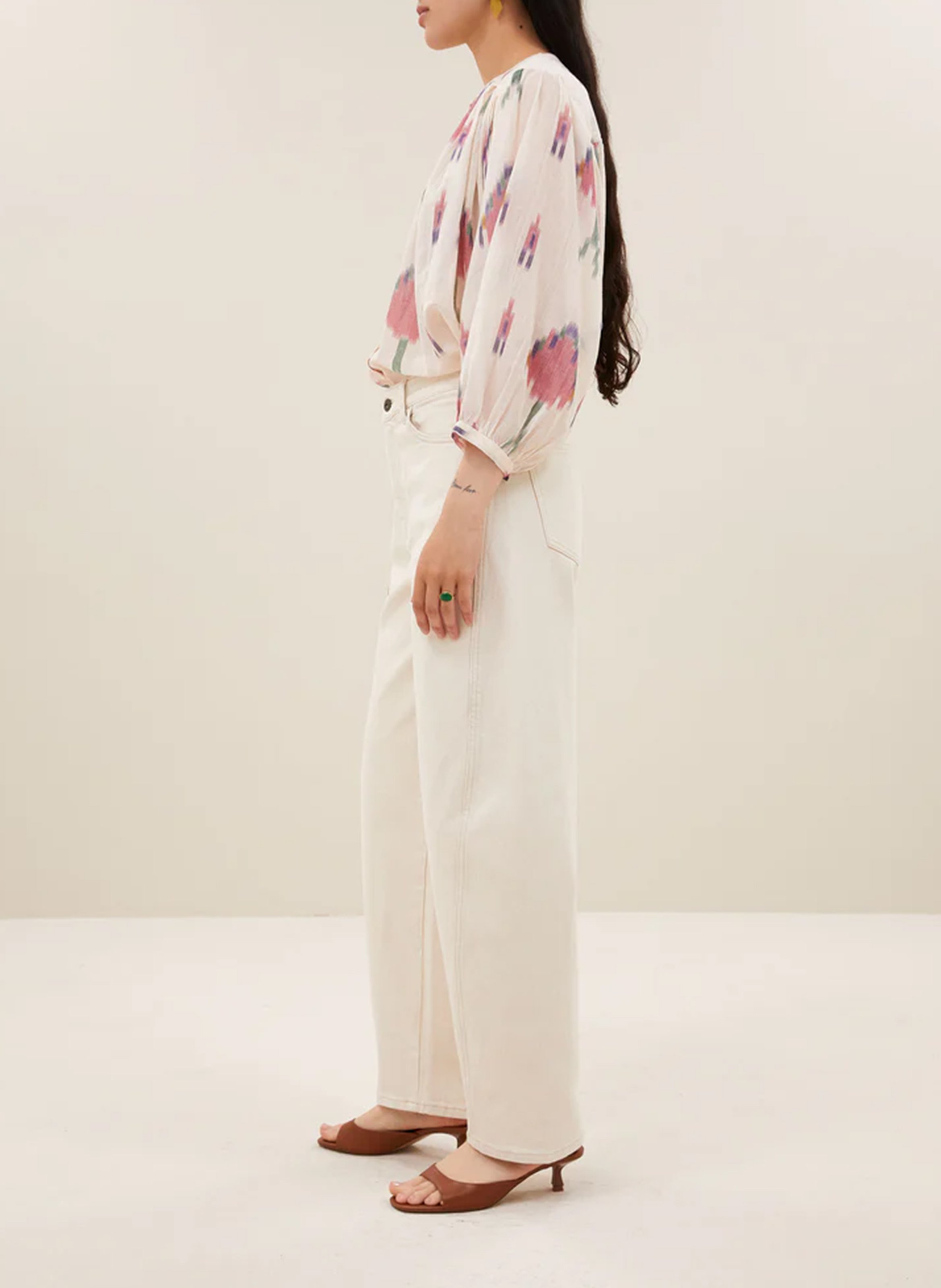 Wijde blouse met ronde hals en print BY BAR Veelkleurig