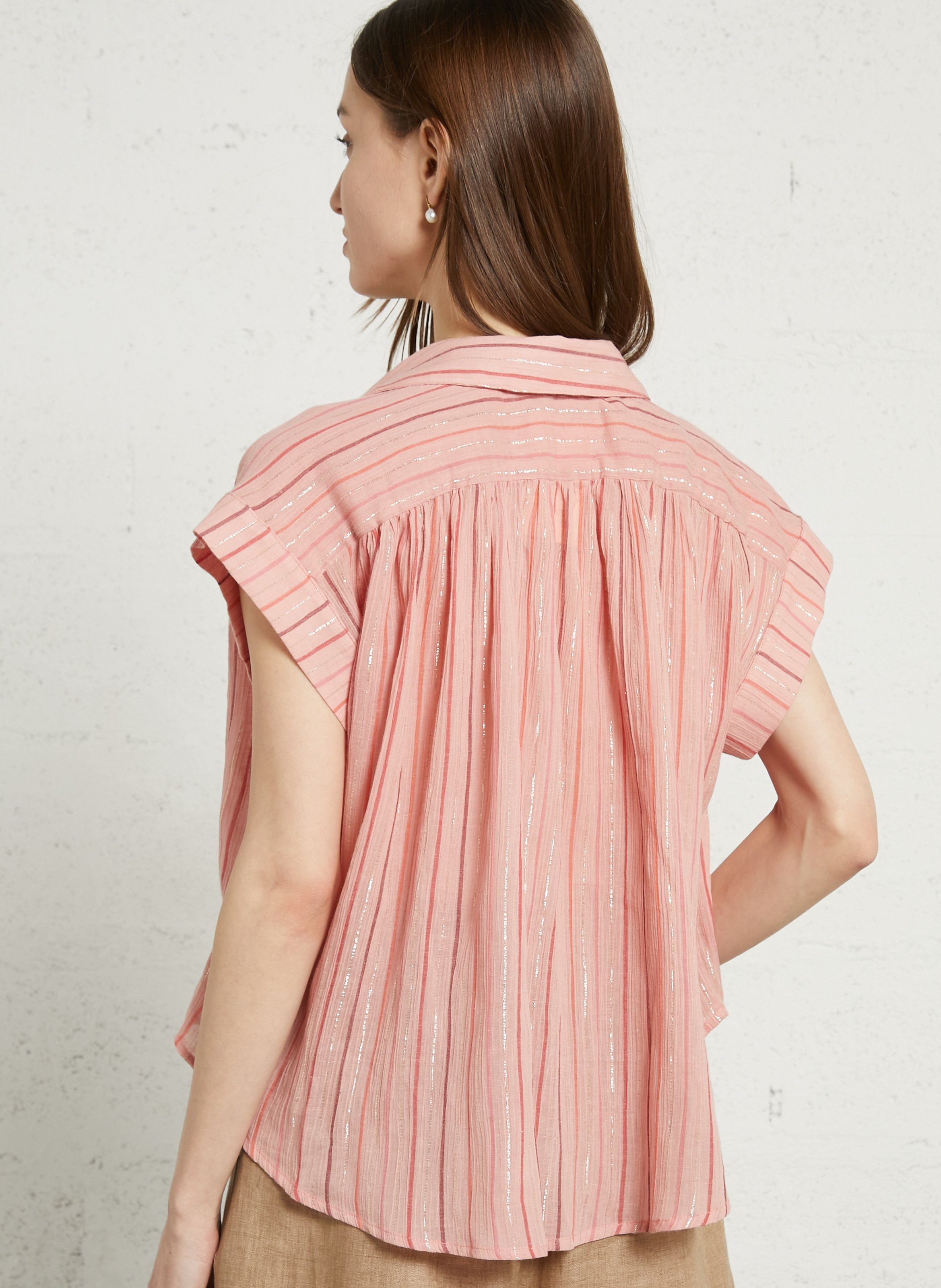 Top sans manches ample à rayures SEE U SOON Rose