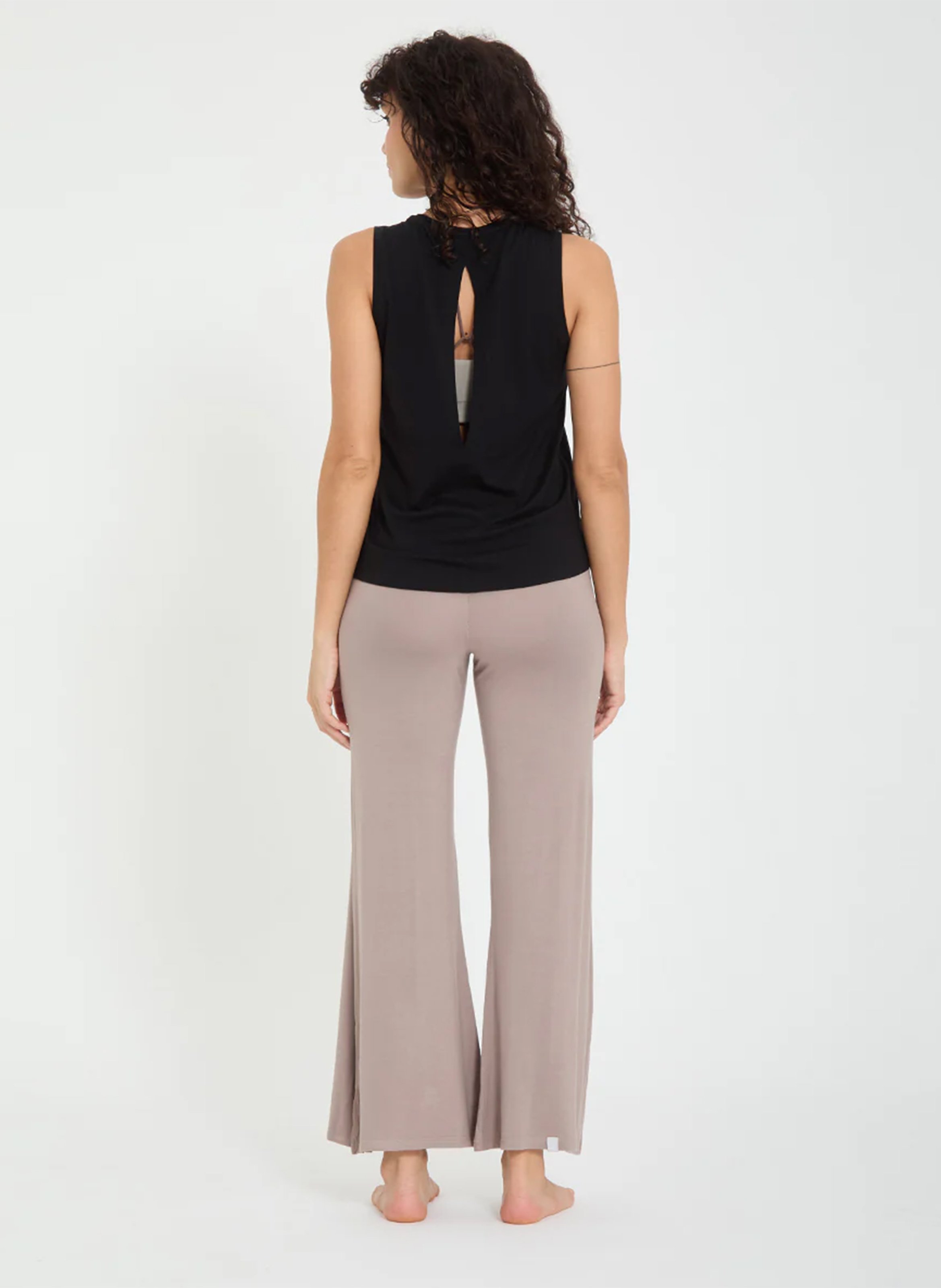 Cotton-blend tank top with round neck YOGA SEARCHER Black