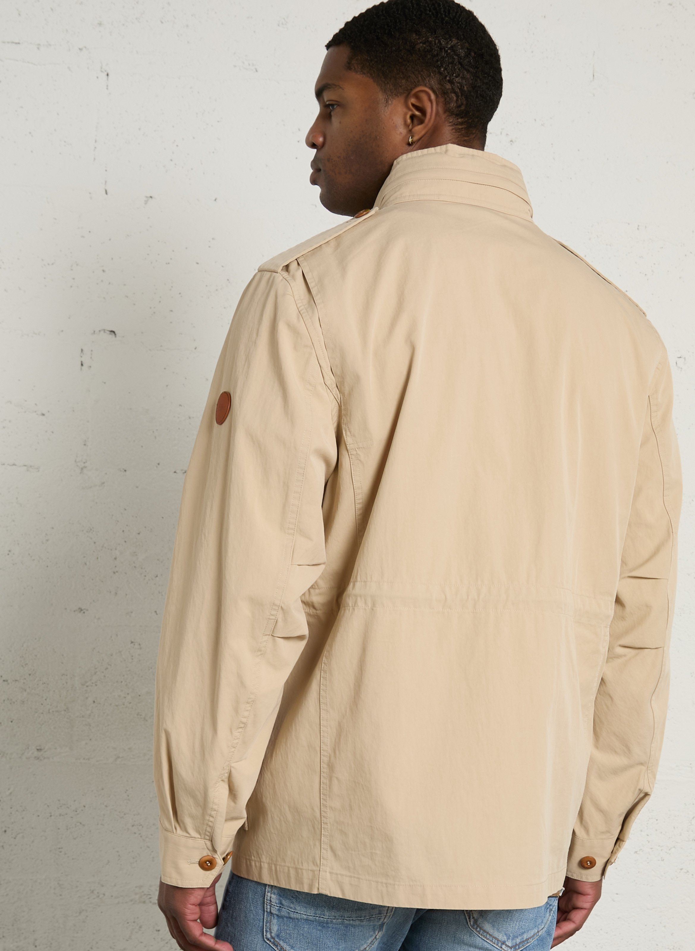Veste droite col montant en coton mélangé GANT Beige