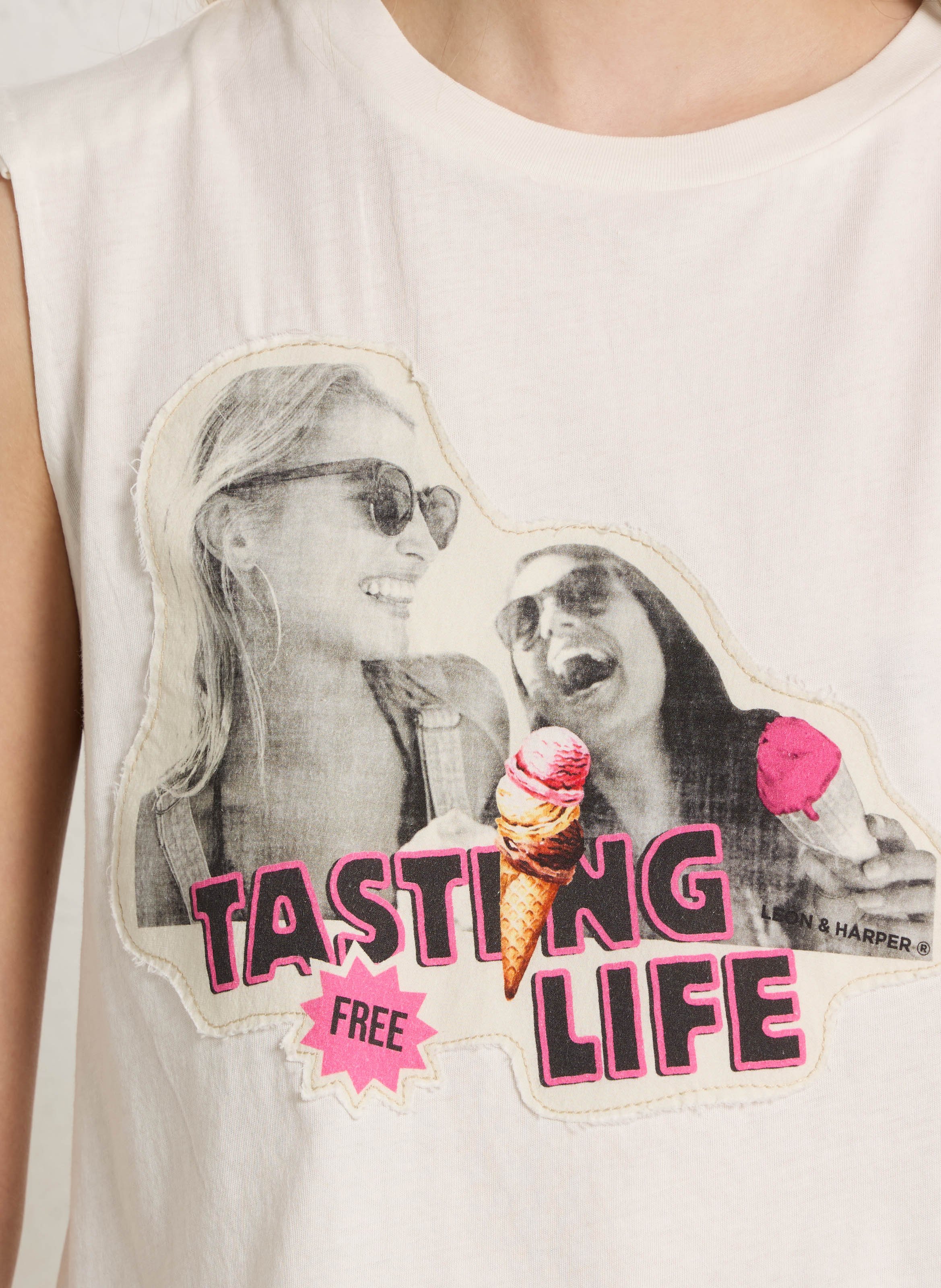 Débardeur col rond en coton bio LEON & HARPER Blanc